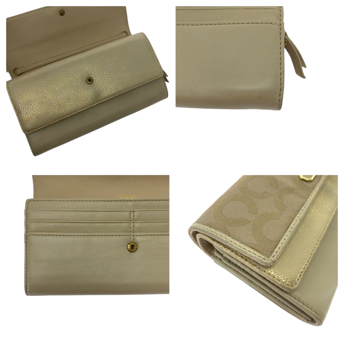 19303
COACH コーチ シグネチャー ベージュ ゴールド ゴールド金具 キャンバス 長財布 ロングウォレット  レディース AB1