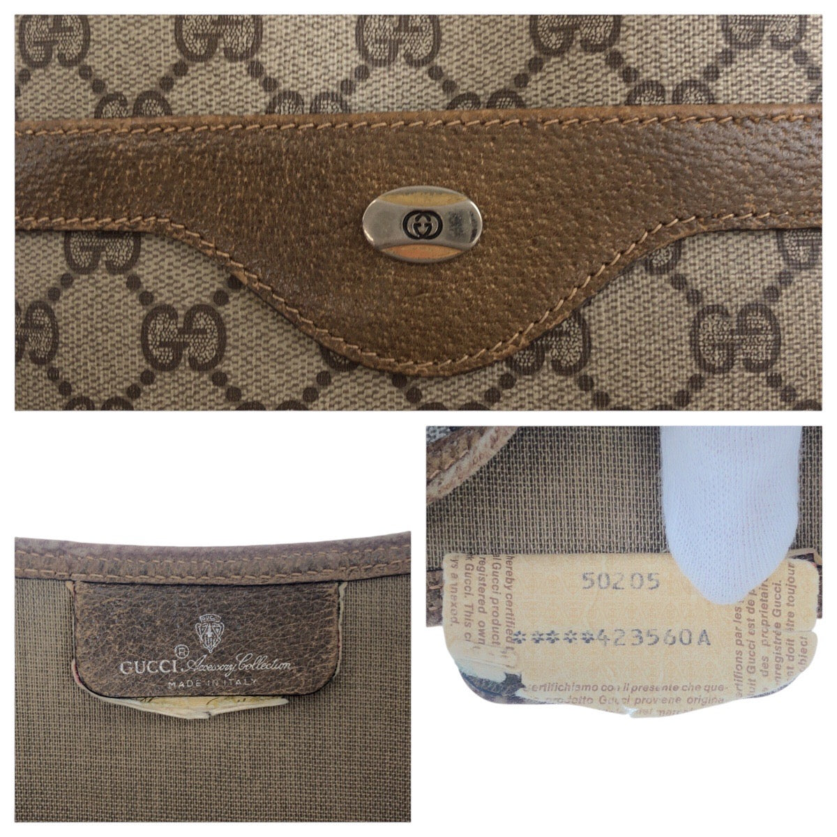 19122
GUCCI グッチ ヴィンテージ オールドグッチ シェリーライン ベージュ ブラウン ゴールド金具 GGスプリームキャンバス 50205 トートバッグ ショルダーバッグ  レディース AB20