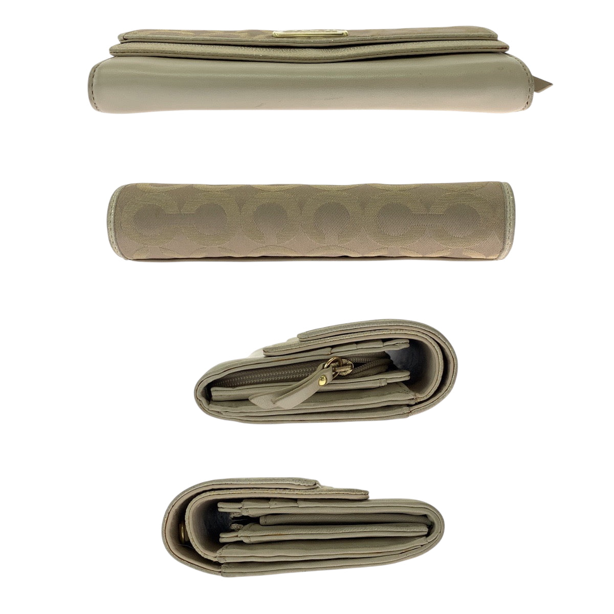 19303
COACH コーチ シグネチャー ベージュ ゴールド ゴールド金具 キャンバス 長財布 ロングウォレット レディース AB1