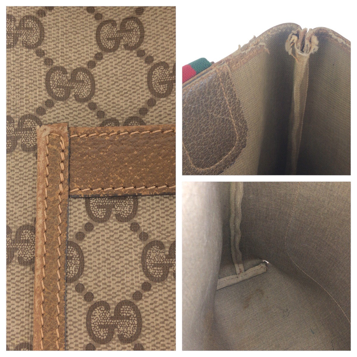 19122
GUCCI グッチ ヴィンテージ オールドグッチ シェリーライン ベージュ ブラウン ゴールド金具 GGスプリームキャンバス 50205 トートバッグ ショルダーバッグ  レディース AB20