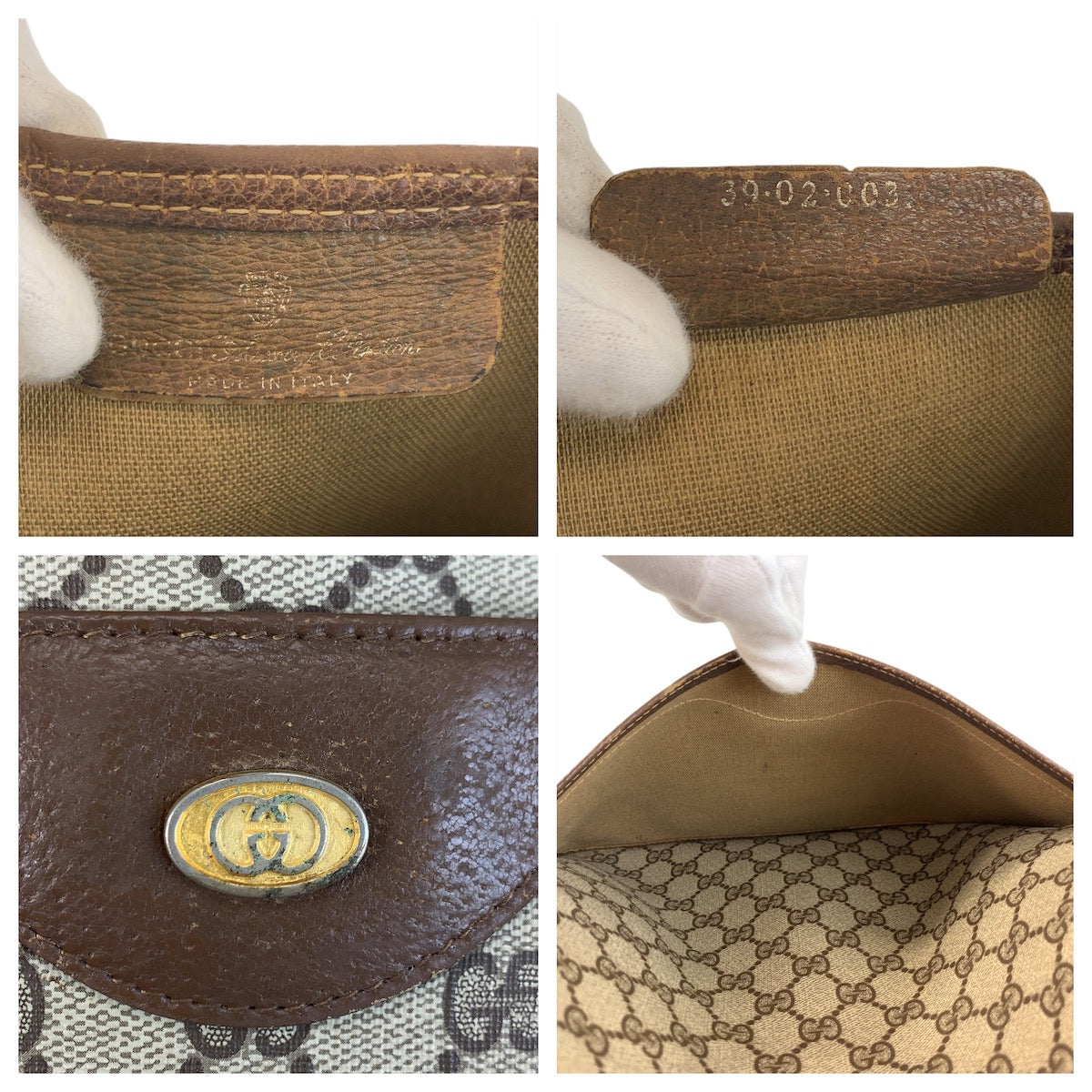 19125
GUCCI グッチ ヴィンテージ シェリーライン オールドグッチ ベージュ ブラウン ゴールド金具 GGスプリームキャンバス / レザー 39 02 003 トートバッグ ショルダーバッグ  レディース AB20