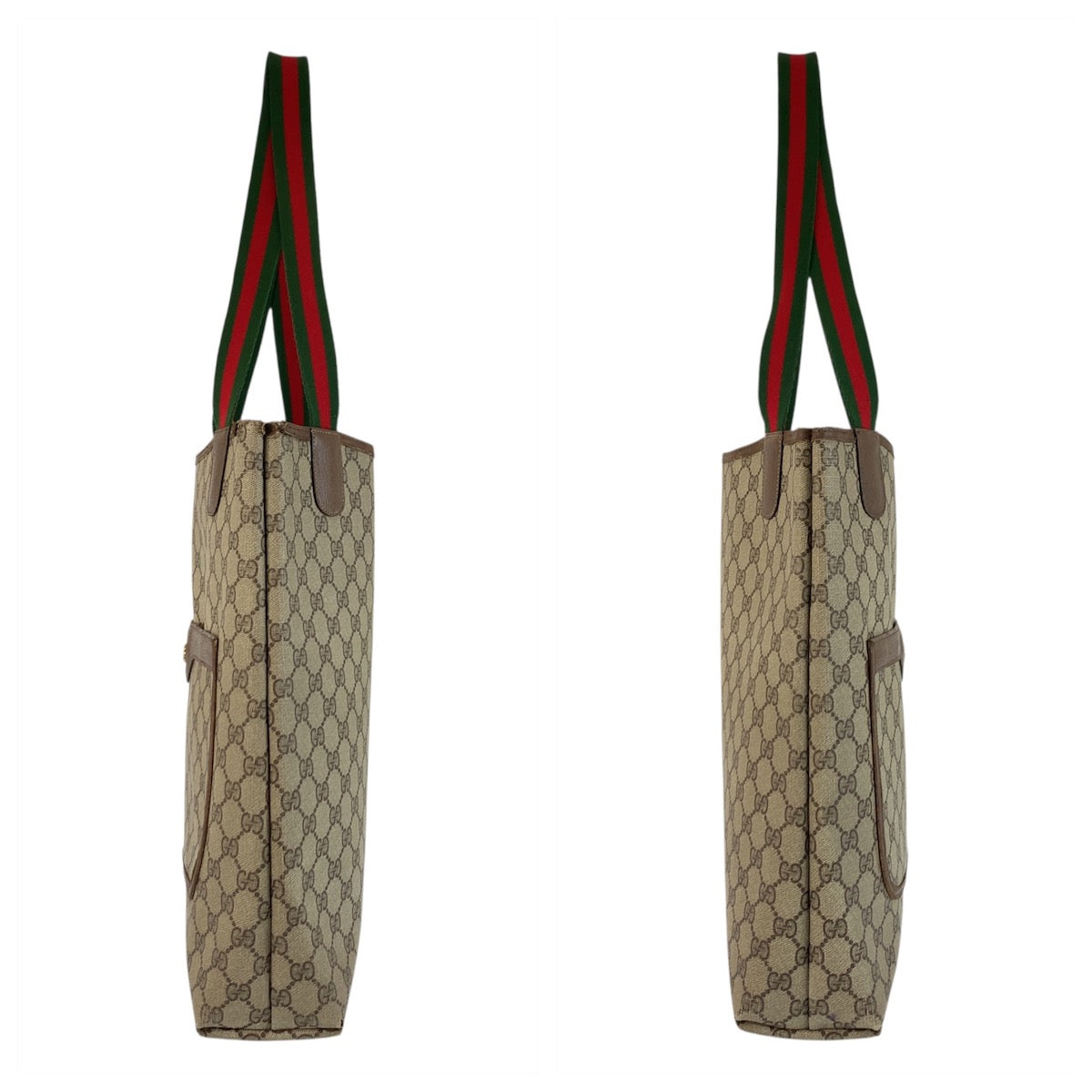19125
GUCCI グッチ ヴィンテージ シェリーライン オールドグッチ ベージュ ブラウン ゴールド金具 GGスプリームキャンバス / レザー 39 02 003 トートバッグ ショルダーバッグ  レディース AB20