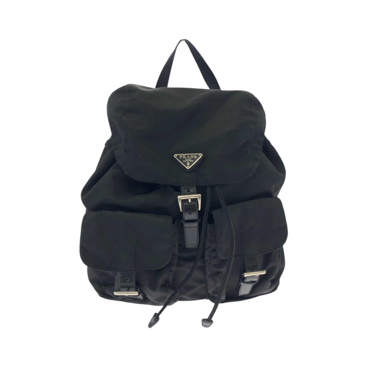 19127
PRADA プラダ テスート 三角ロゴプレート ブラック 黒 シルバー金具 ナイロン リュックサック バックパック  レディース ABP45