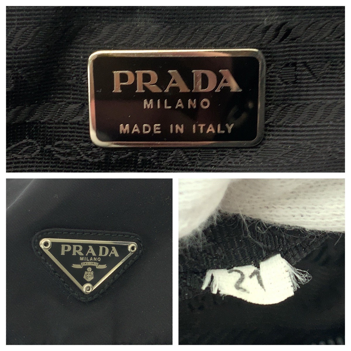 19127
PRADA プラダ テスート 三角ロゴプレート ブラック 黒 シルバー金具 ナイロン リュックサック バックパック  レディース ABP45
