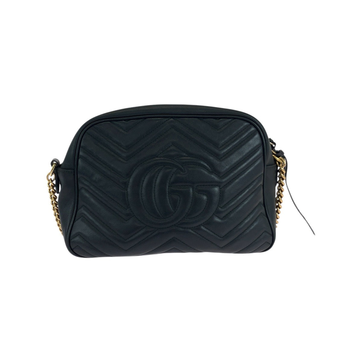 19128
GUCCI グッチ GGマーモント キルティング ブラック 黒 ゴールド金具 レザー 443499 チェーンショルダーバッグ ポシェット  レディース ABP64