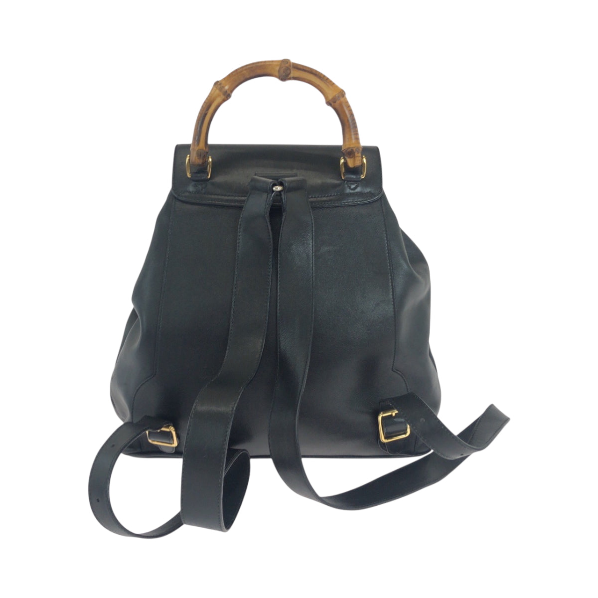 19129
GUCCI Bamboo Black Gold Hardware Leather 003 1119 0016 Backpack Women's ABP43