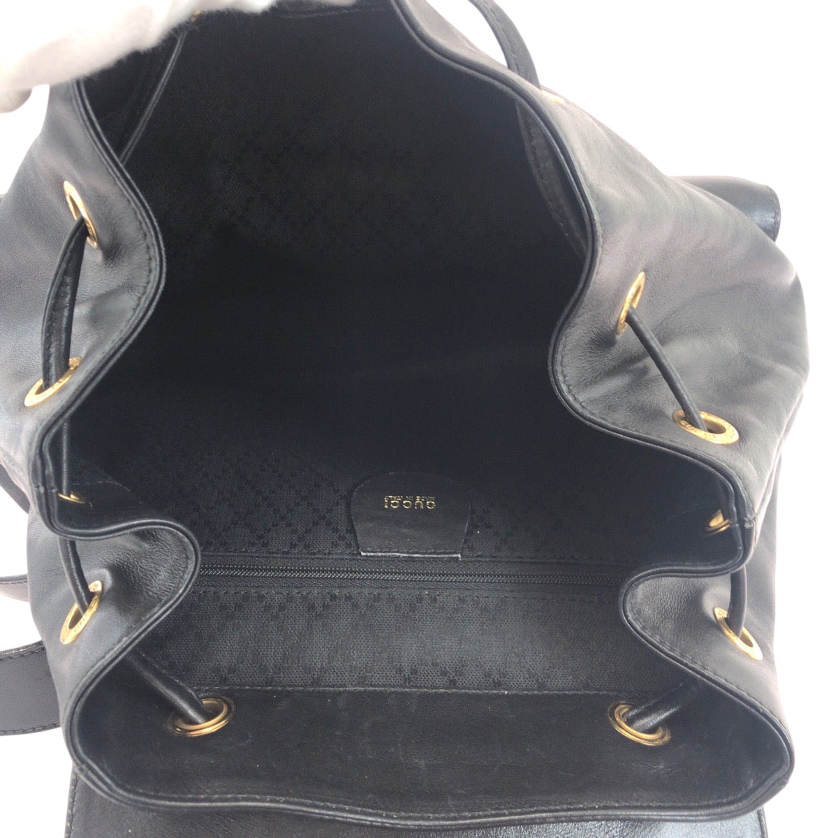 19129
GUCCI Bamboo Black Gold Hardware Leather 003 1119 0016 Backpack Women's ABP43