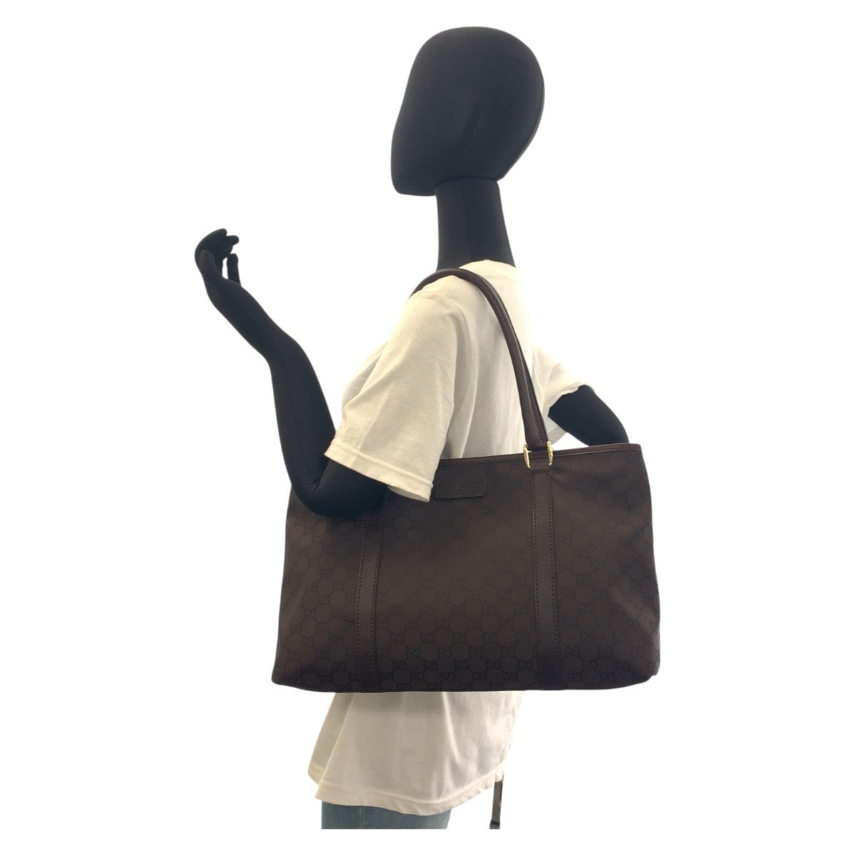 19130
GUCCI グッチ GG柄 ブラウン ゴールド金具 ナイロン 257302 トートバッグ ショルダーバッグ  レディース ABP46