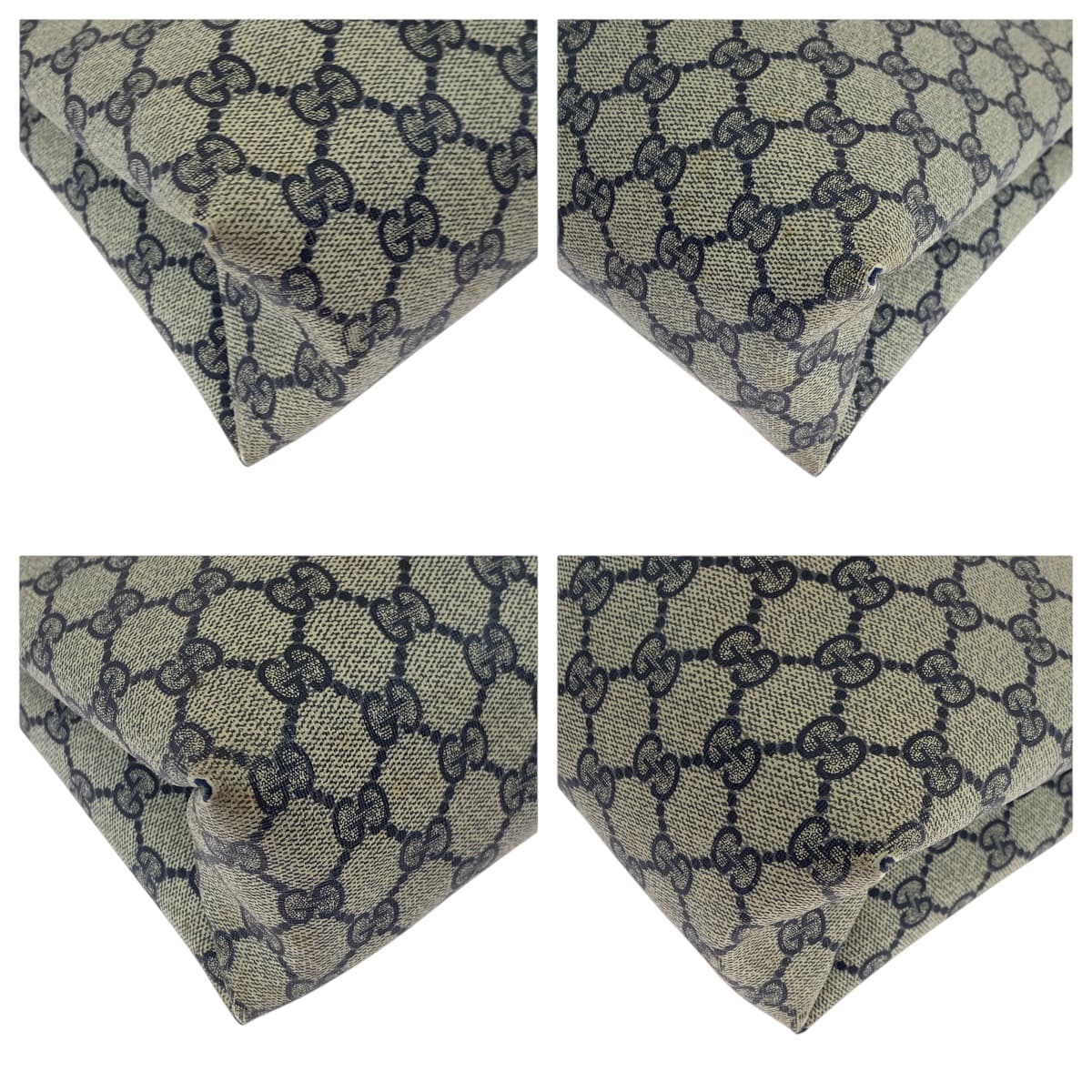 19131
GUCCI グッチ オールドグッチ グレー ネイビー ゴールド金具 GGスプリームキャンバス 39 02 061 トートバッグ ショルダーバッグ  レディース AB20