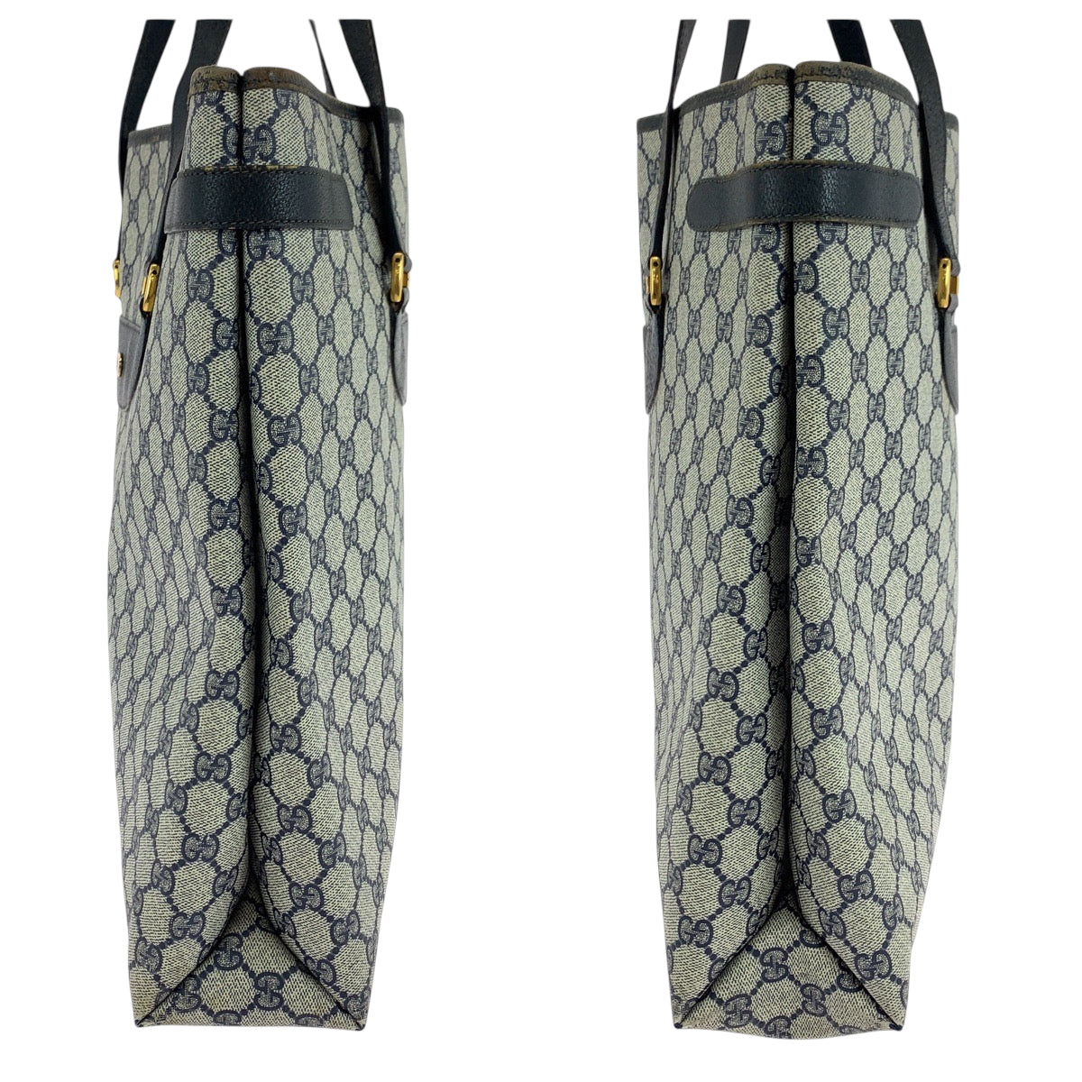 19131
GUCCI グッチ オールドグッチ グレー ネイビー ゴールド金具 GGスプリームキャンバス 39 02 061 トートバッグ ショルダーバッグ  レディース AB20
