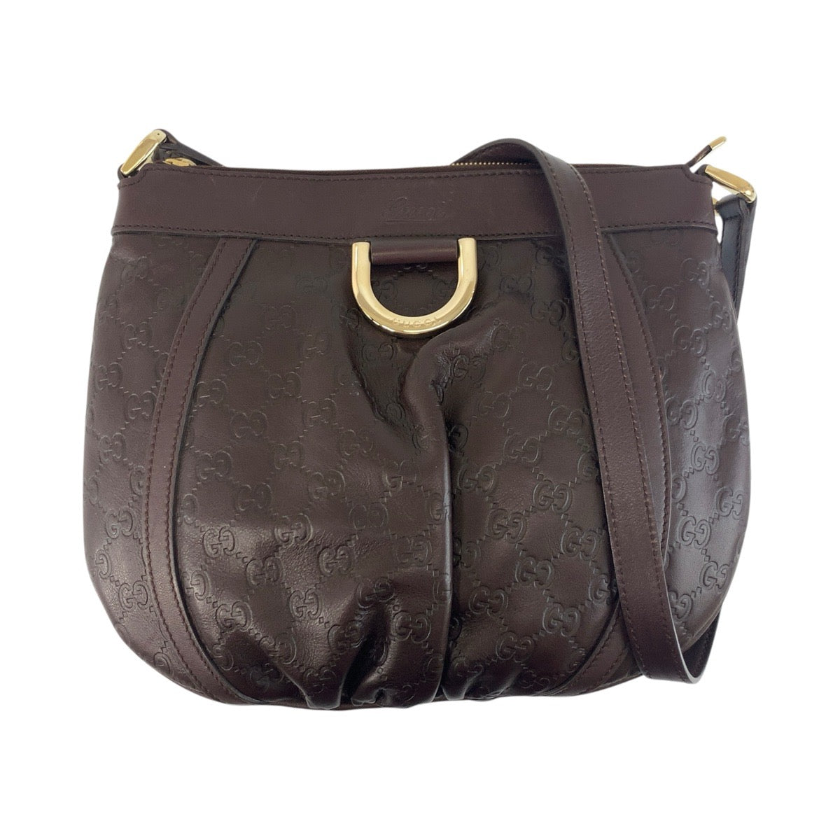 19132
GUCCI グッチ グッチシマ アビー ブラウン ゴールド金具 レザー 203257 ショルダーバッグ ポシェット  レディース ABP41