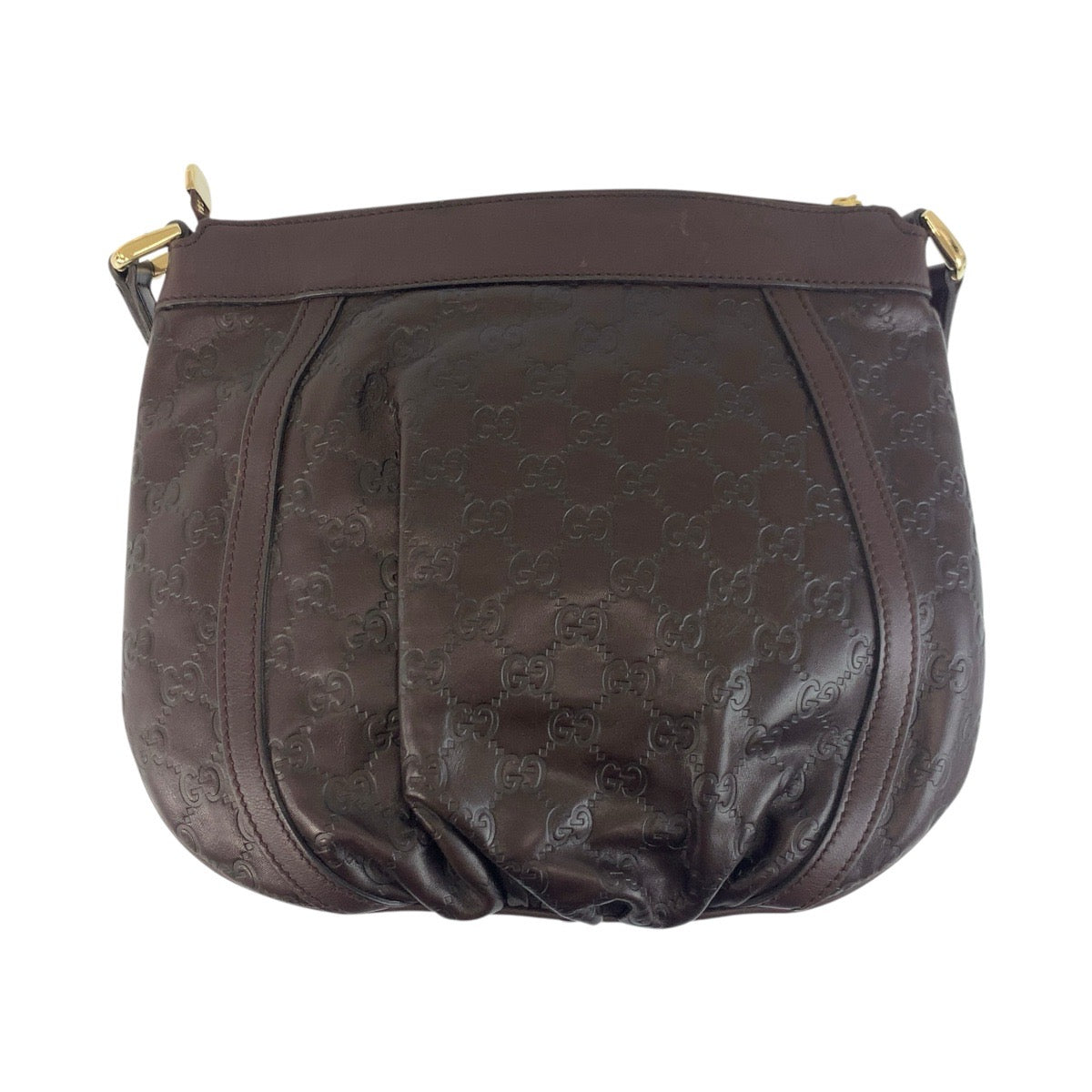 19132
GUCCI グッチ グッチシマ アビー ブラウン ゴールド金具 レザー 203257 ショルダーバッグ ポシェット  レディース ABP41