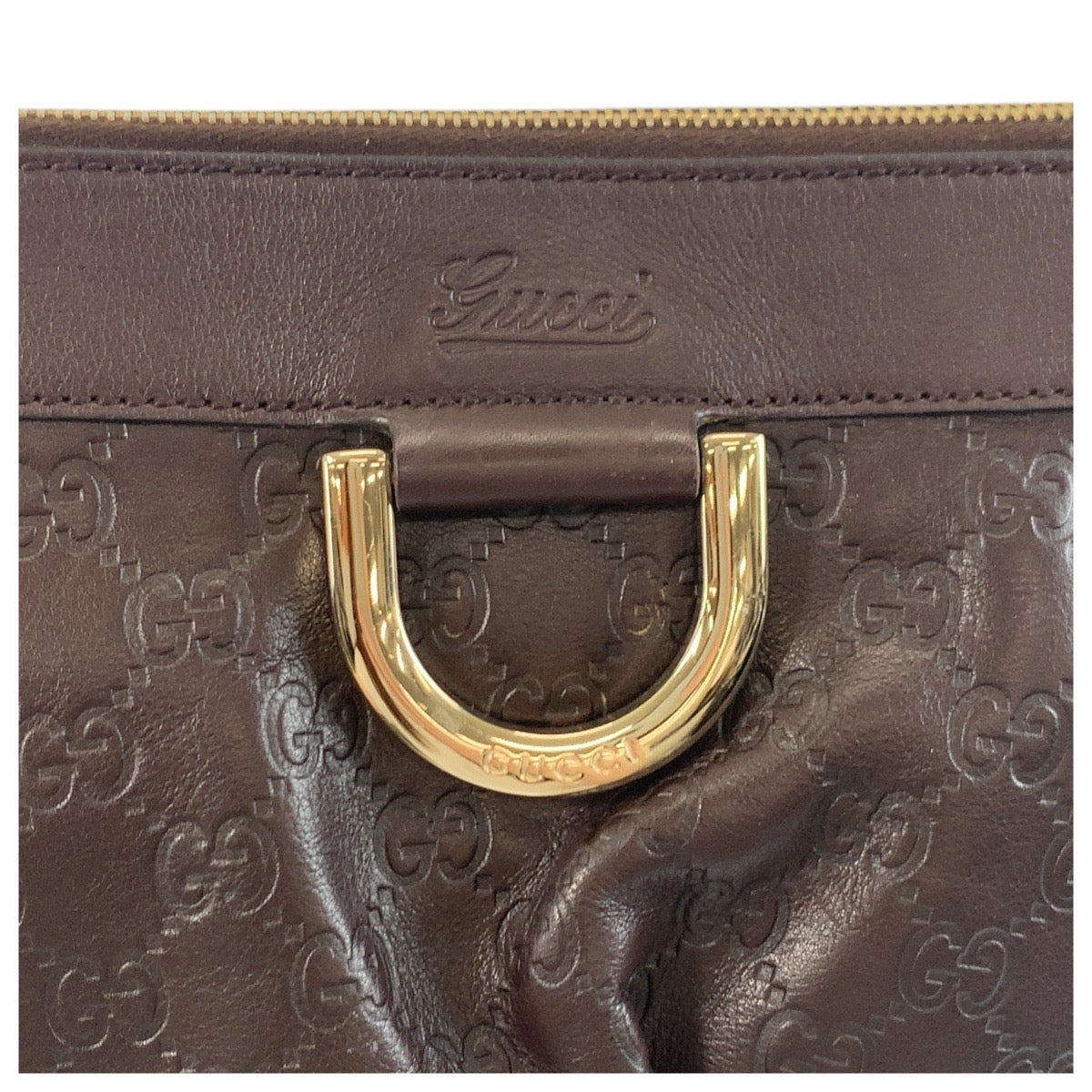 19132
GUCCI グッチ グッチシマ アビー ブラウン ゴールド金具 レザー 203257 ショルダーバッグ ポシェット  レディース ABP41