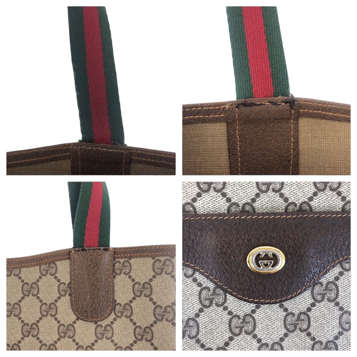 19134
GUCCI グッチ ヴィンテージ オールドグッチ シェリーライン ベージュ ブラウン ゴールド金具 GGスプリームキャンバス 40 02 003 トートバッグ ショルダーバッグ レディース AB20