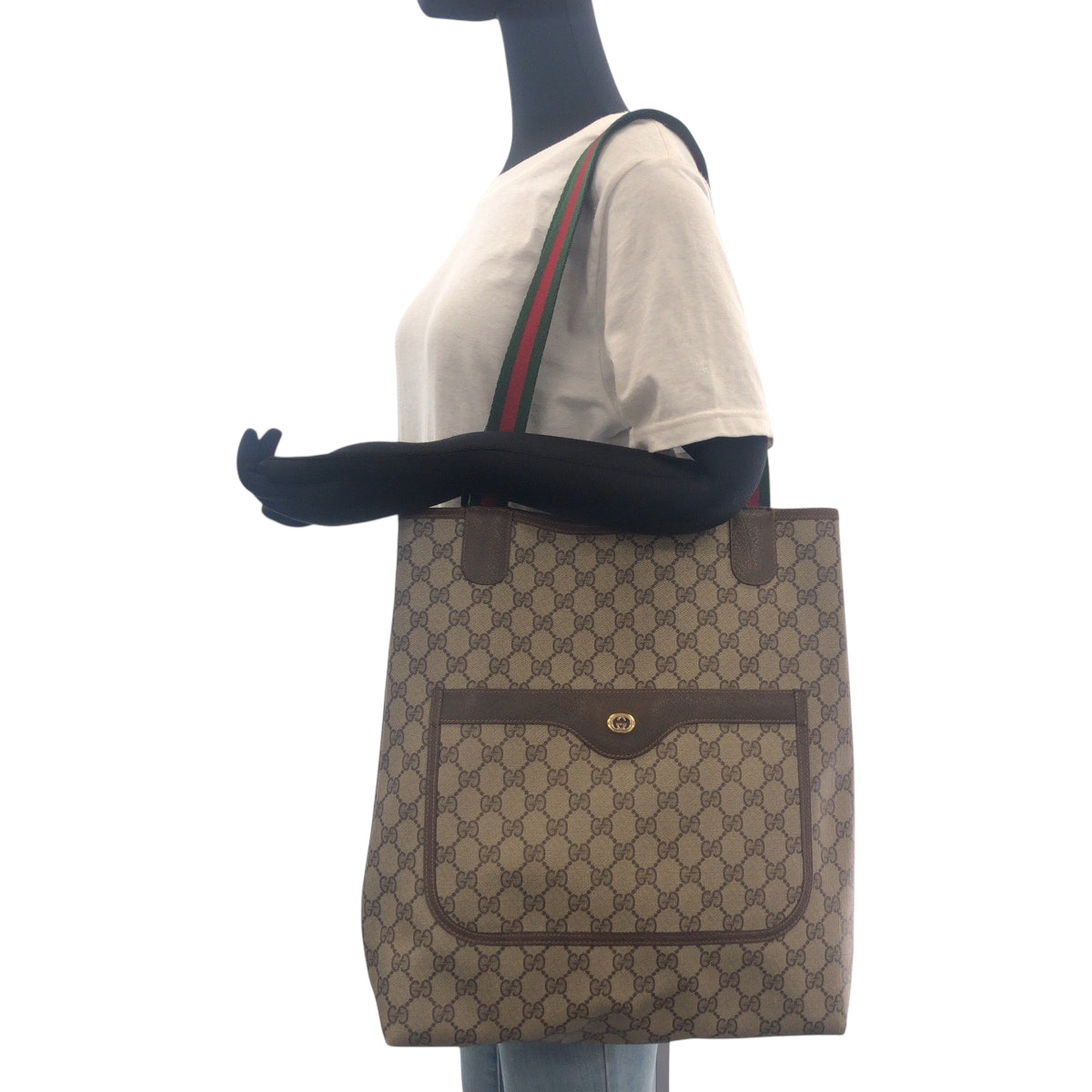 19134
GUCCI グッチ ヴィンテージ オールドグッチ シェリーライン ベージュ ブラウン ゴールド金具 GGスプリームキャンバス 40 02 003 トートバッグ ショルダーバッグ レディース AB20