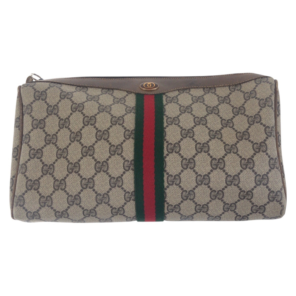 19136
GUCCI グッチ ヴィンテージ オールドグッチ シェリーライン ベージュ ブラウン ゴールド金具 GGスプリームキャンバス 001 312 0470 クラッチバッグ セカンドバッグ  メンズ AB11