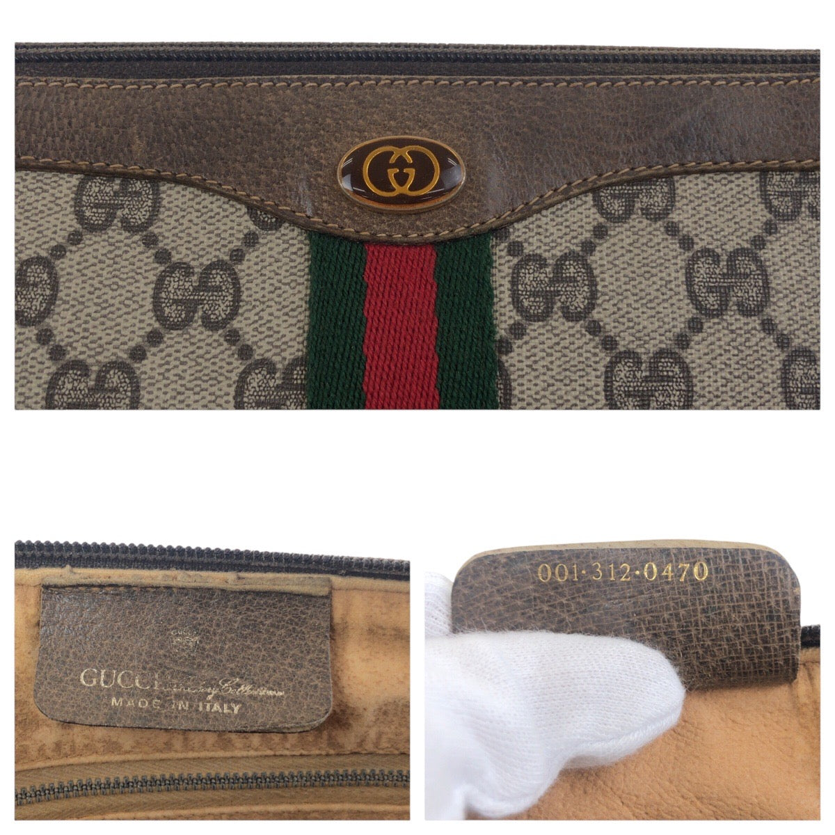 19136
GUCCI グッチ ヴィンテージ オールドグッチ シェリーライン ベージュ ブラウン ゴールド金具 GGスプリームキャンバス 001 312 0470 クラッチバッグ セカンドバッグ  メンズ AB11