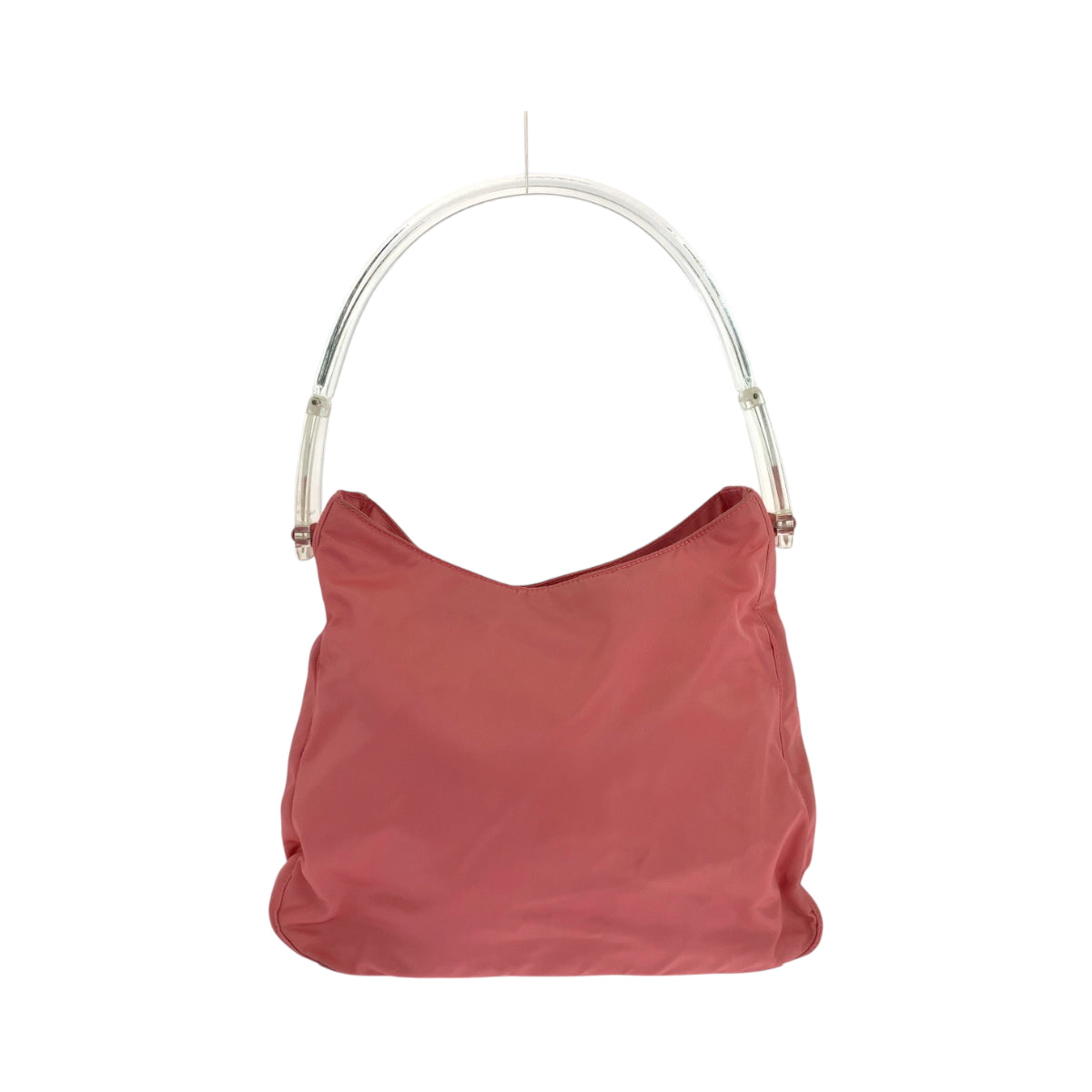 19137
PRADA プラダ テスート 三角ロゴプレート ピンク クリア シルバー金具 ナイロン ショルダーバッグ 肩掛け  レディース ABP27