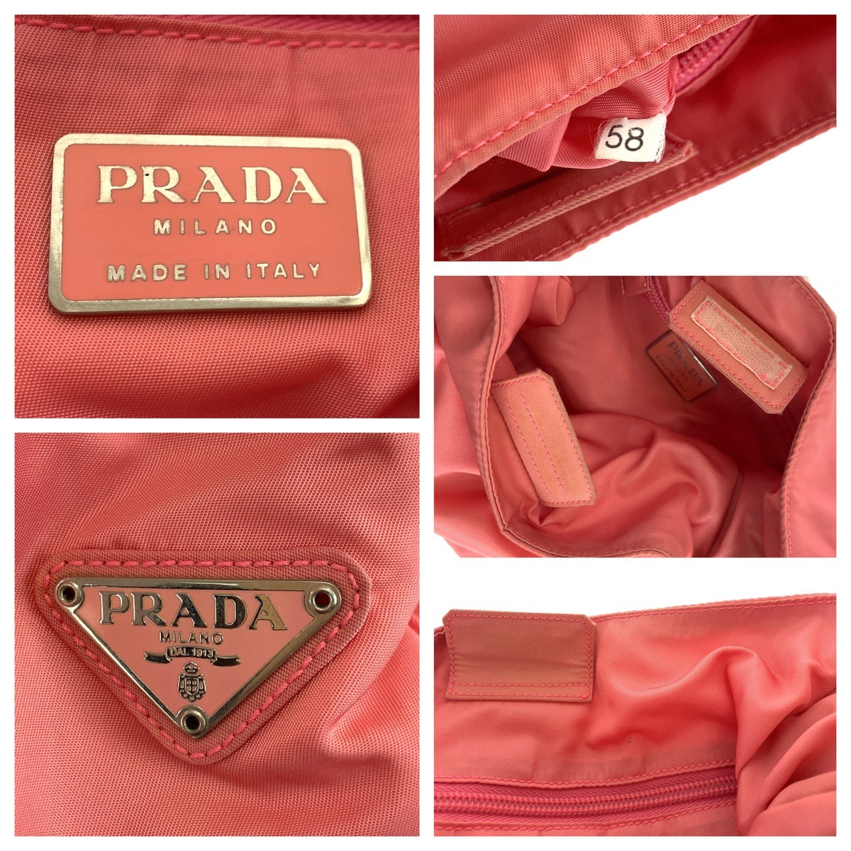 19137
PRADA プラダ テスート 三角ロゴプレート ピンク クリア シルバー金具 ナイロン ショルダーバッグ 肩掛け  レディース ABP27