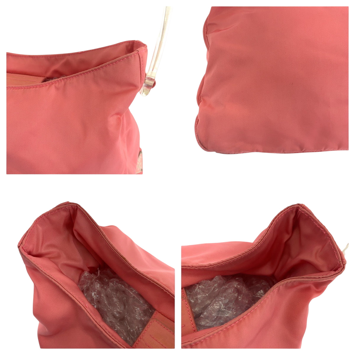 19137
PRADA プラダ テスート 三角ロゴプレート ピンク クリア シルバー金具 ナイロン ショルダーバッグ 肩掛け  レディース ABP27