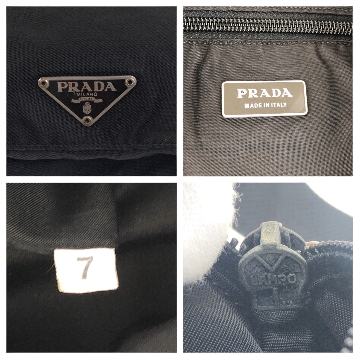 19139
PRADA プラダ テスート 三角ロゴプレート ブラック 黒 シルバー金具 ナイロン ショルダーバッグ  メンズ AB29