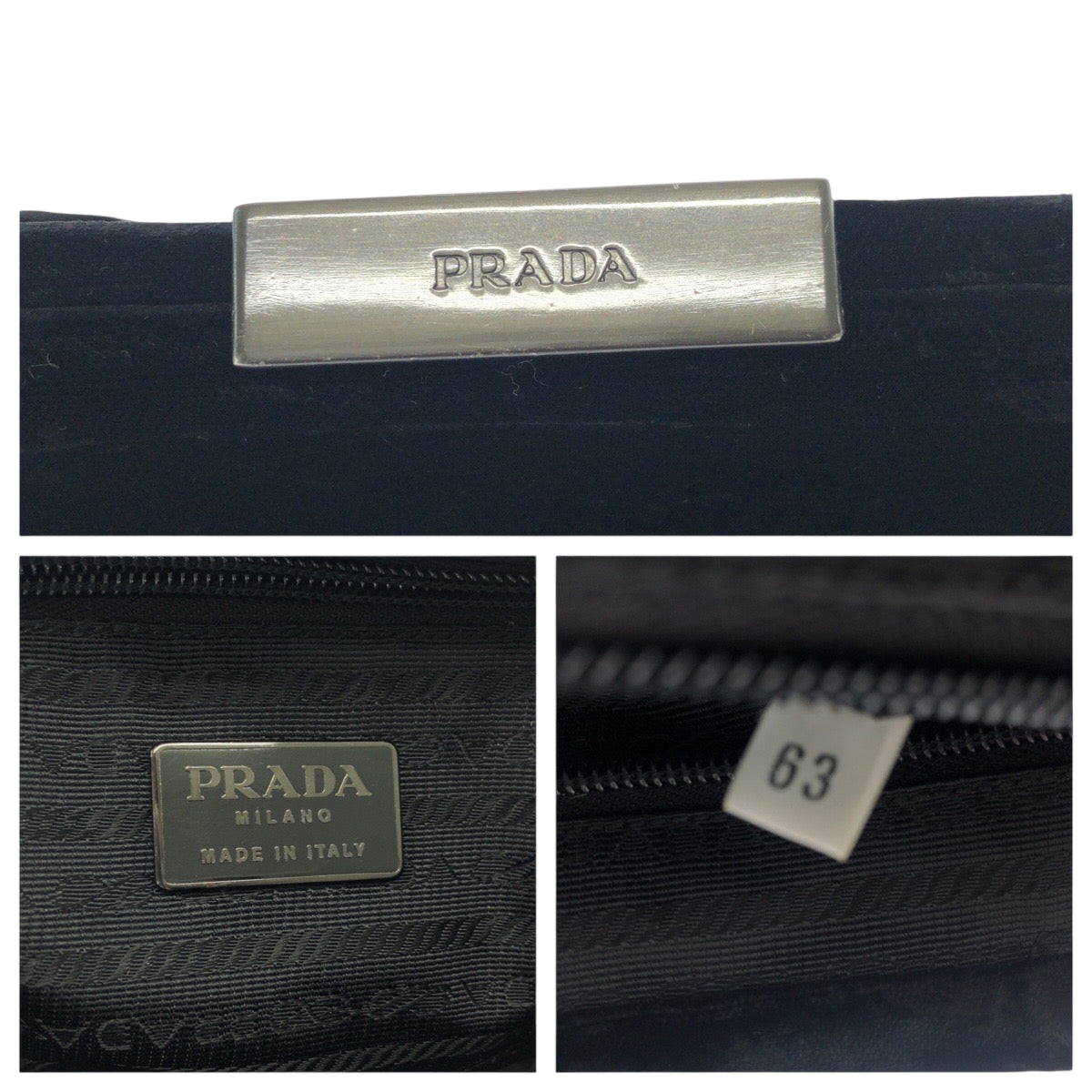 19140
PRADA プラダ ベロア ブラック 黒 シルバー金具 ベロア トートバッグ ハンドバッグ  レディース ABP27