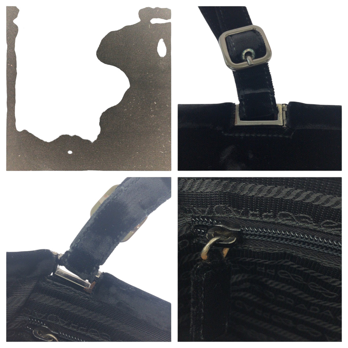 19140
PRADA プラダ ベロア ブラック 黒 シルバー金具 ベロア トートバッグ ハンドバッグ  レディース ABP27