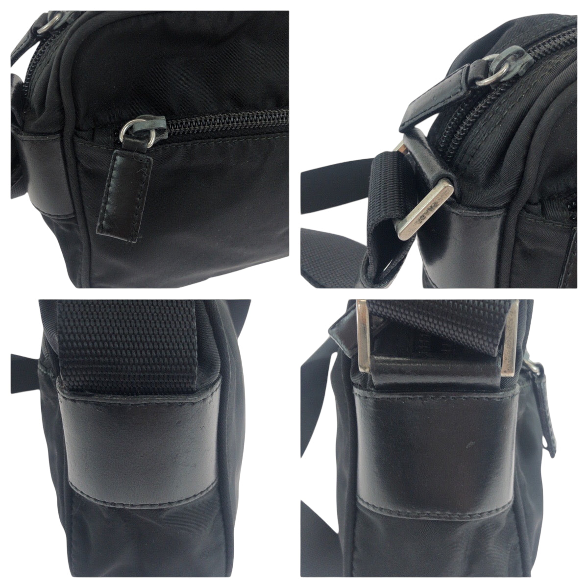 19153
PRADA プラダ テスート 三角ロゴプレート ブラック 黒 シルバー金具 ナイロン BT0167  ショルダーバッグ ポシェット  メンズ ABP43