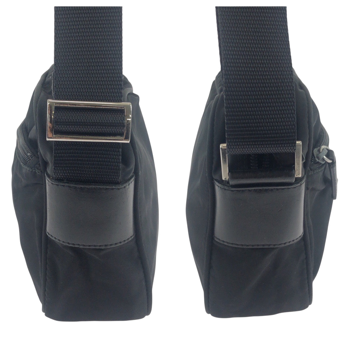 19153
PRADA プラダ テスート 三角ロゴプレート ブラック 黒 シルバー金具 ナイロン BT0167  ショルダーバッグ ポシェット  メンズ ABP43
