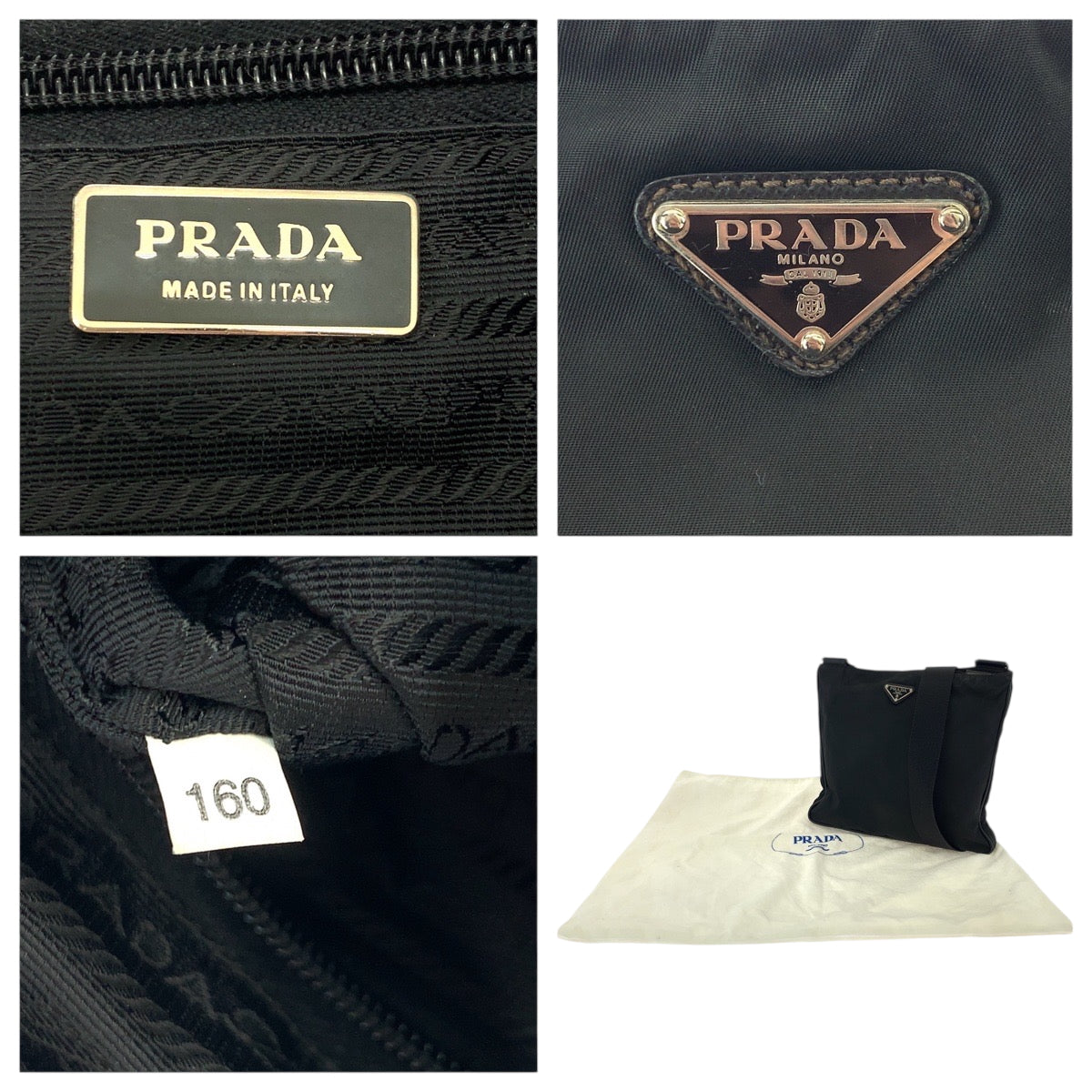 19146
PRADA プラダ テスート 三角ロゴプレート ブラック 黒 シルバー金具 ナイロン ショルダーバッグ メッセンジャーバッグ  レディース ABP36
