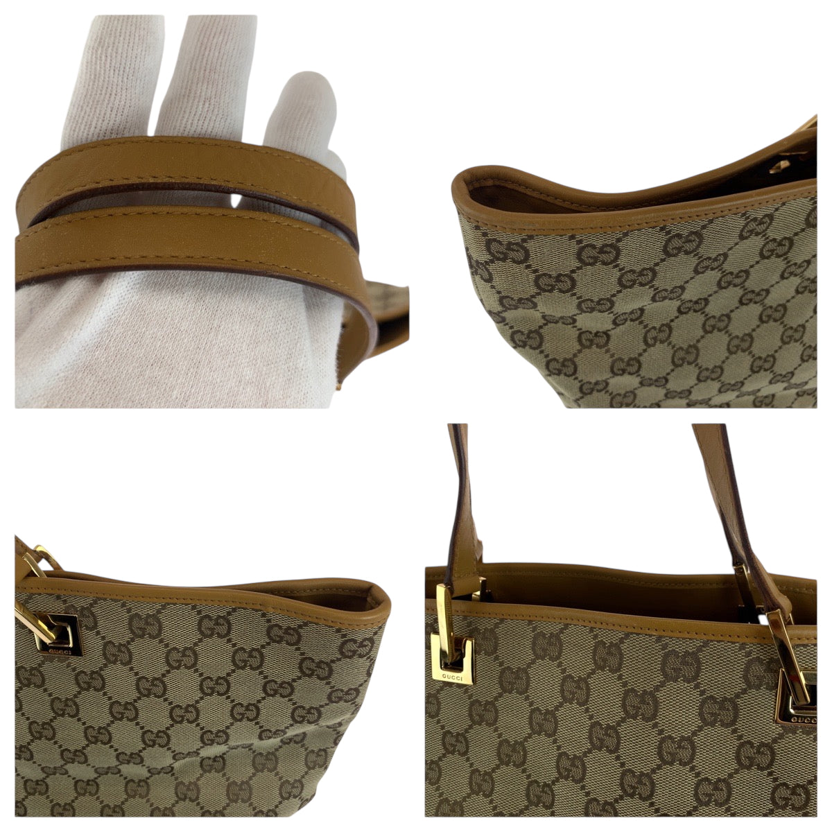 19147
GUCCI グッチ ベージュ キャメル ゴールド金具 GGキャンバス 002 1097 トートバッグ ショルダーバッグ レディース ABP34