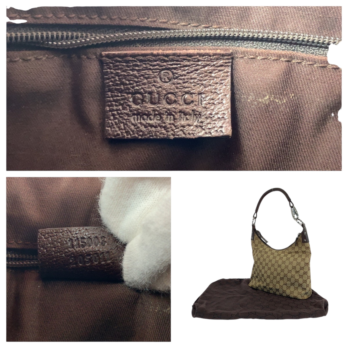 19148
GUCCI グッチ ベージュ ブラウン シルバー金具 GGキャンバス 115003 ショルダーバッグ 肩掛け  レディース ABP31
