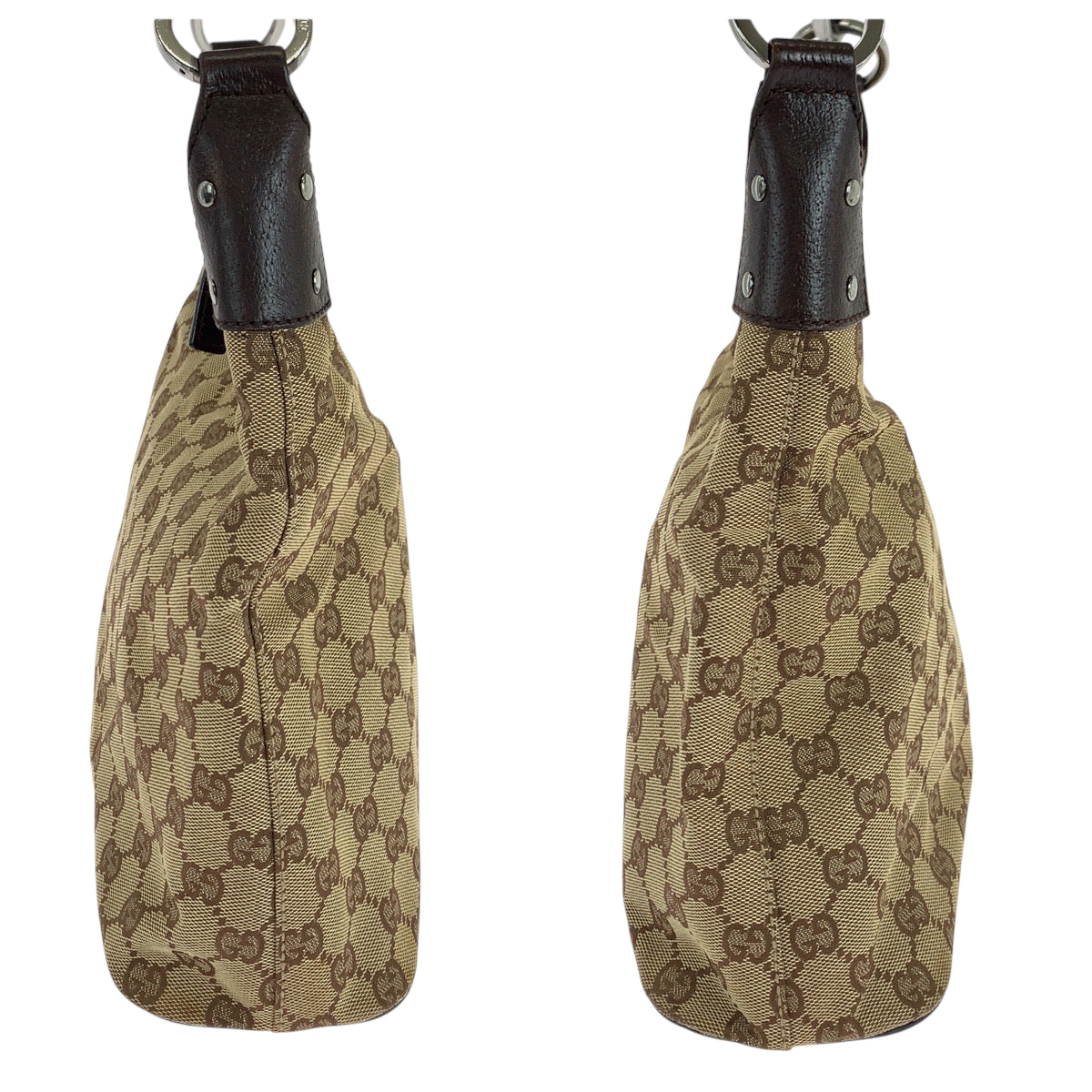 19148
GUCCI グッチ ベージュ ブラウン シルバー金具 GGキャンバス 115003 ショルダーバッグ 肩掛け  レディース ABP31