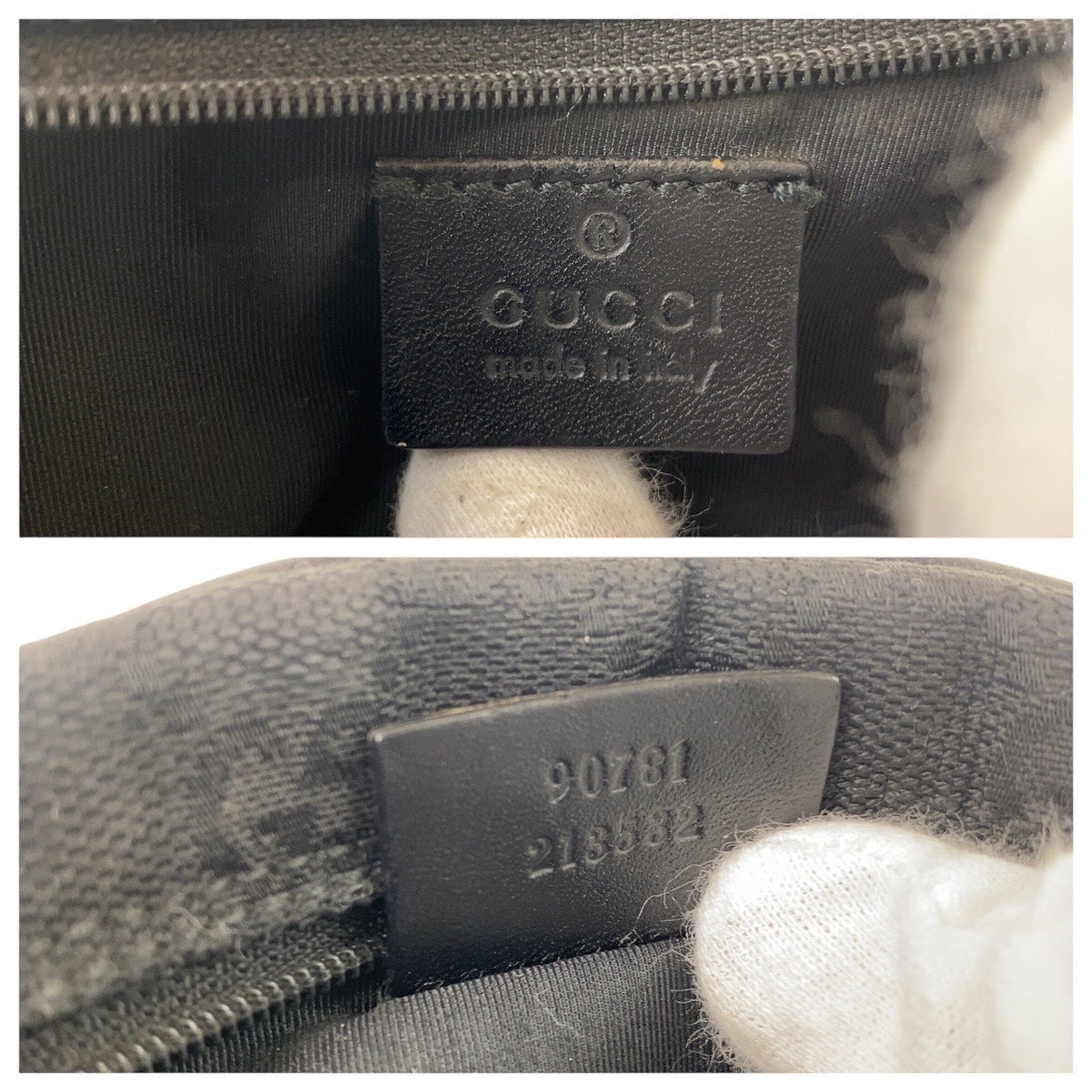 19149
GUCCI グッチ ブラック 黒 ゴールド金具 GGキャンバス 90781  ハンドバッグ アクセサリーポーチ  レディース AB20