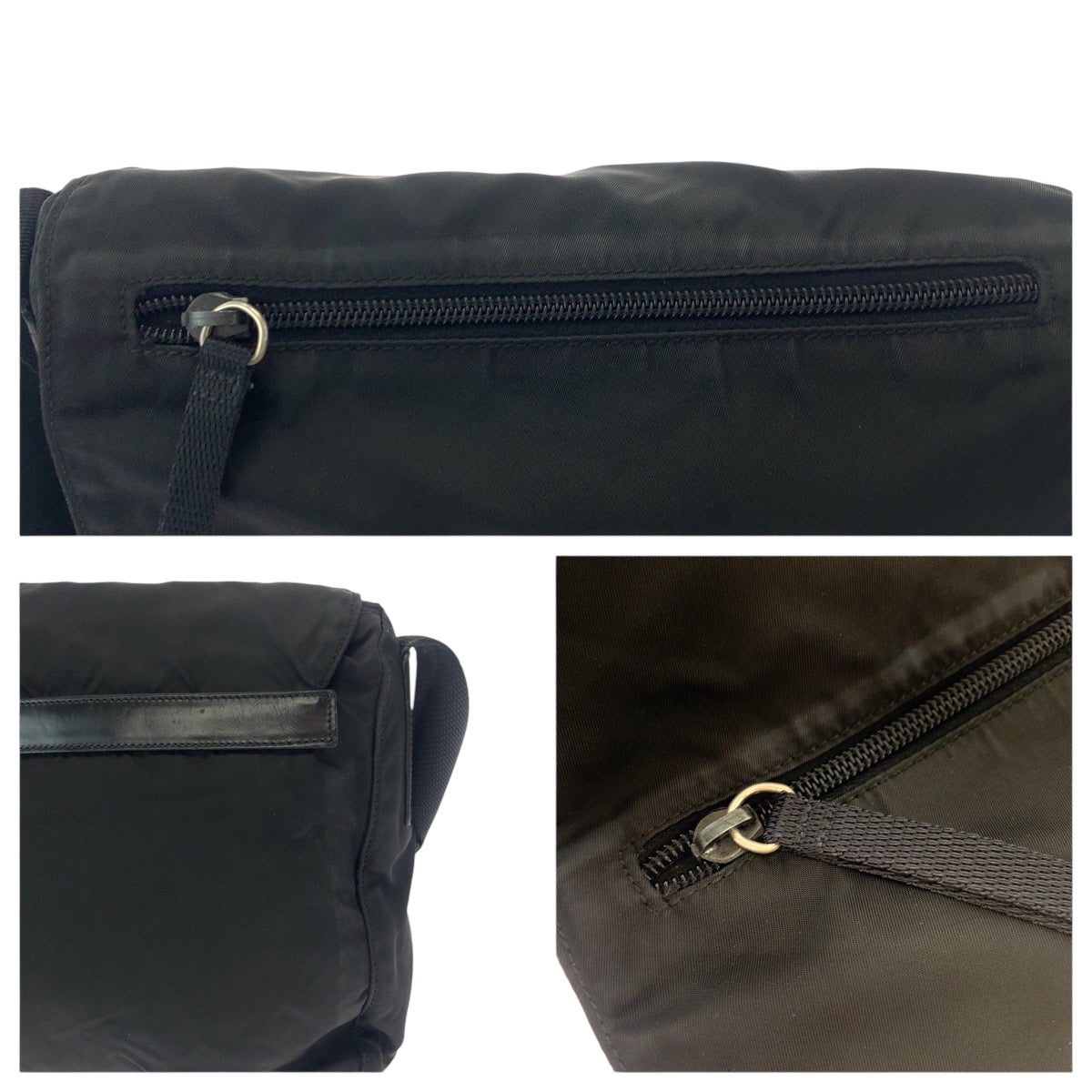 19150
PRADA プラダ テスート 三角ロゴプレート ブラック 黒 シルバー金具 ナイロン ショルダーバッグ メッセンジャーバッグ  レディース ABP38