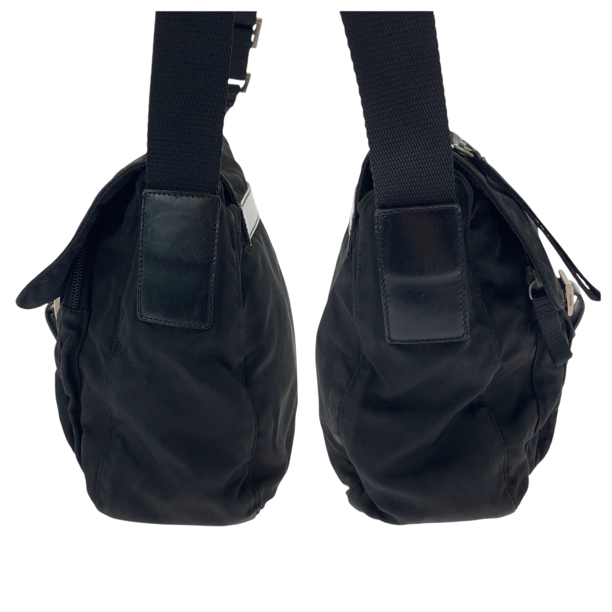 19150
PRADA プラダ テスート 三角ロゴプレート ブラック 黒 シルバー金具 ナイロン ショルダーバッグ メッセンジャーバッグ  レディース ABP38