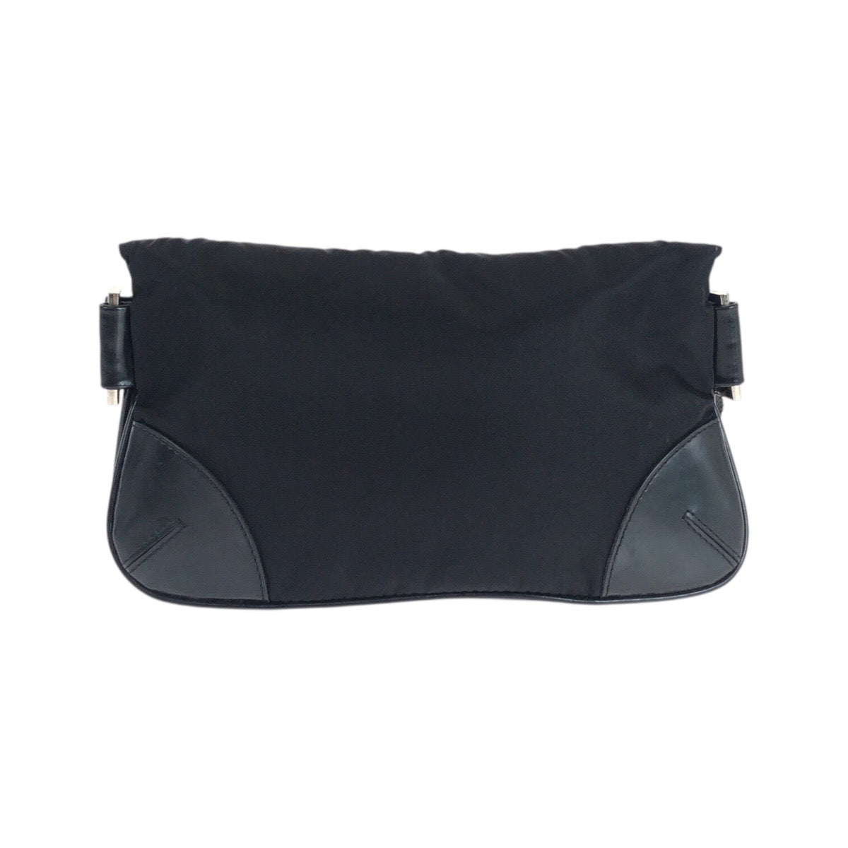 19151
PRADA プラダ テスート 三角ロゴプレート ブラック 黒 シルバー金具 ナイロン / レザー ウエストバッグ ボディバッグ  レディース A43