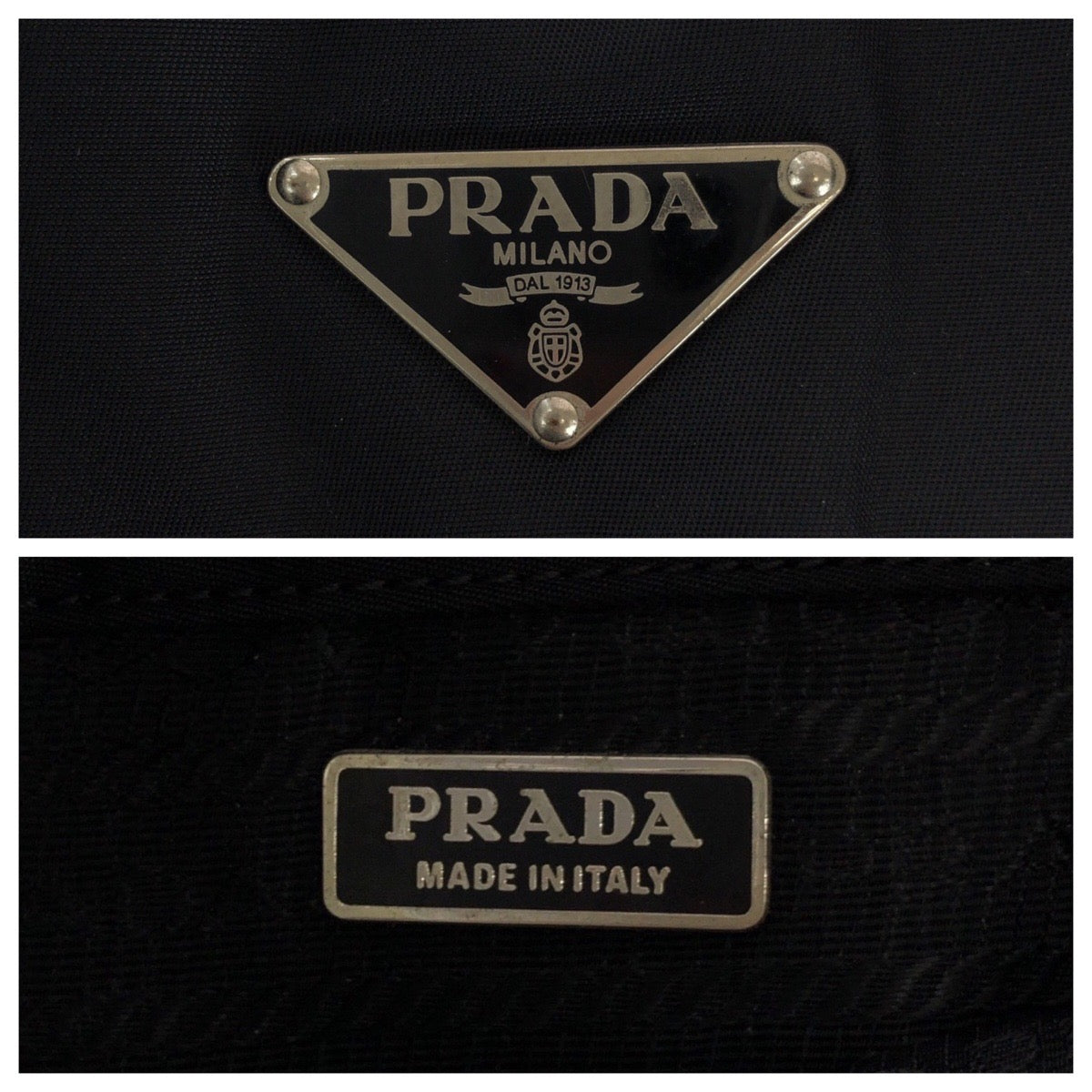 19151
PRADA プラダ テスート 三角ロゴプレート ブラック 黒 シルバー金具 ナイロン / レザー ウエストバッグ ボディバッグ  レディース A43