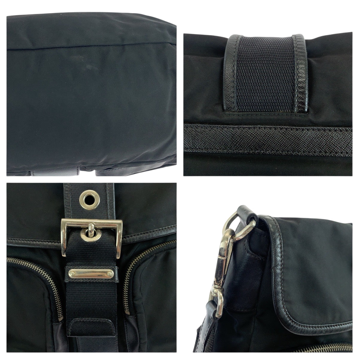 19152
PRADA プラダ テスート 三角ロゴプレート ブラック 黒 シルバー金具 ナイロン ショルダーバッグ ポシェット  レディース ABP38