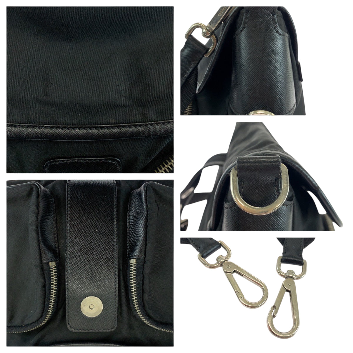 19152
PRADA プラダ テスート 三角ロゴプレート ブラック 黒 シルバー金具 ナイロン ショルダーバッグ ポシェット  レディース ABP38