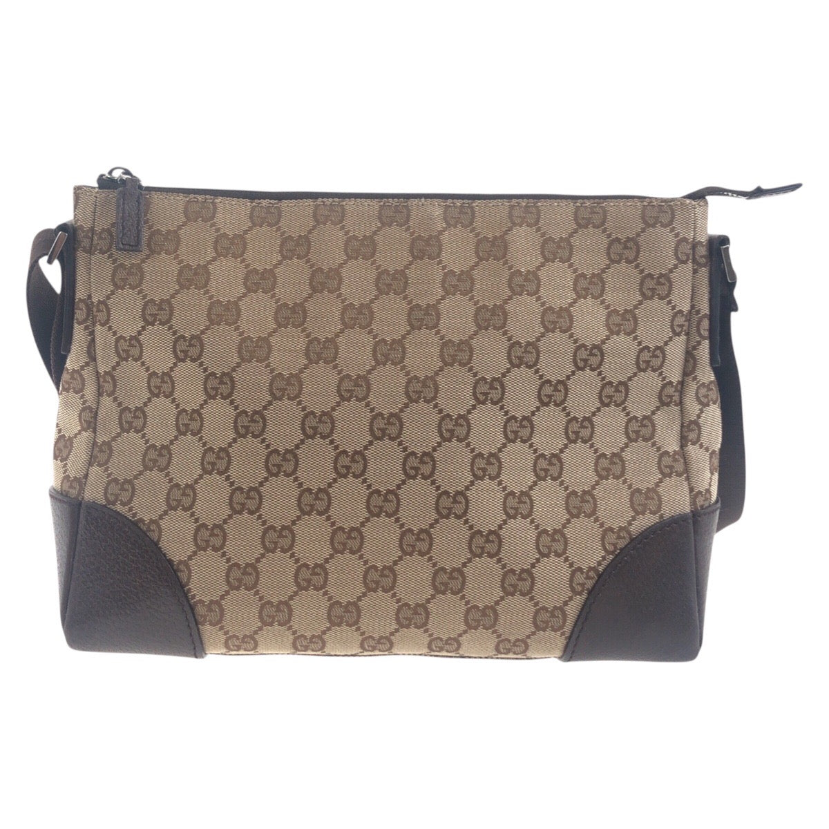 19154
GUCCI グッチ ベージュ ブラウン シルバー金具 GGキャンバス / レザー 114273 ショルダーバッグ メッセンジャーバッグ レディース AB38