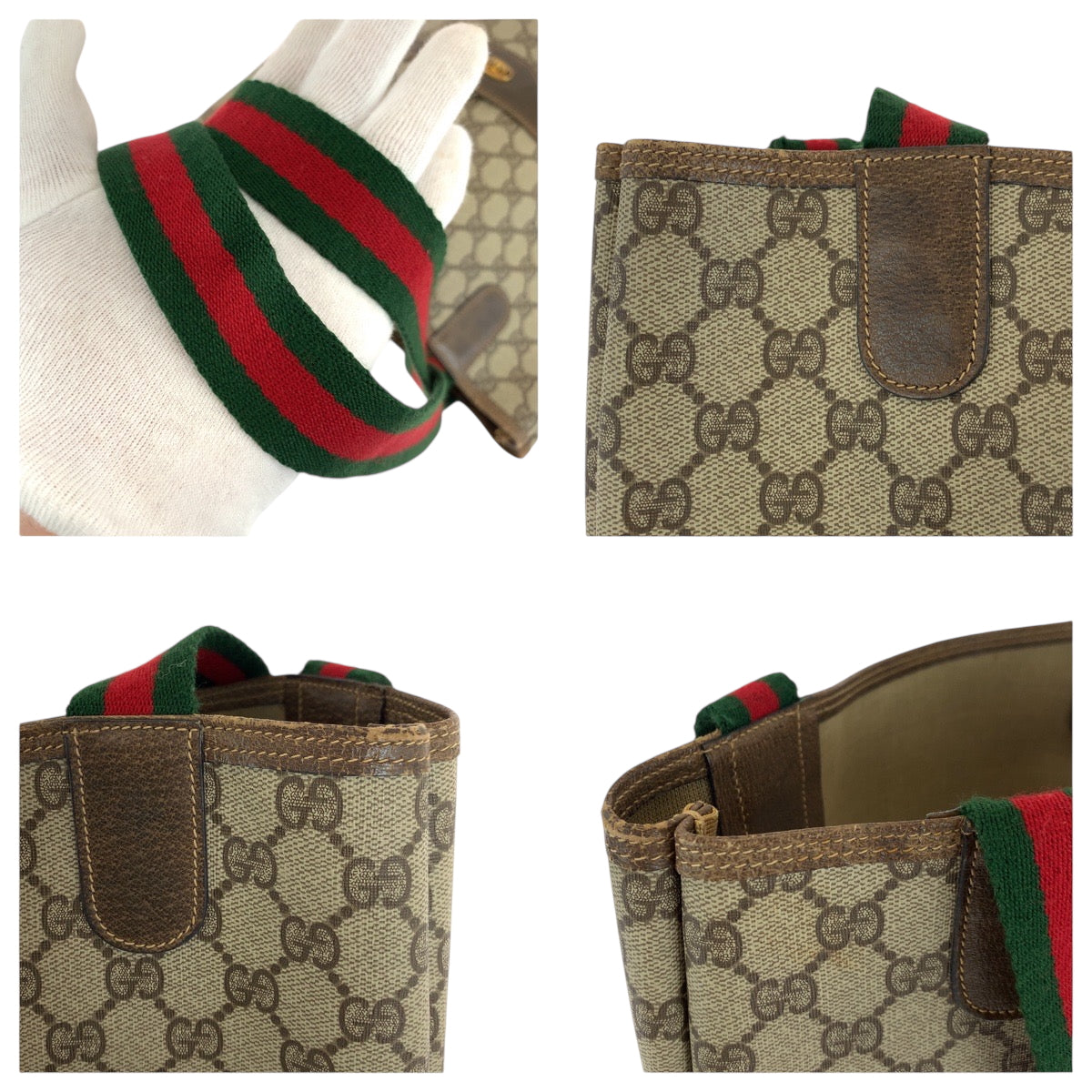 19155
GUCCI グッチ ヴィンテージ オールドグッチ シェリーライン ベージュ ブラウン ゴールド金具 GGスプリームキャンバス 39 02 003 トートバッグ ショルダーバッグ  レディース ABP27