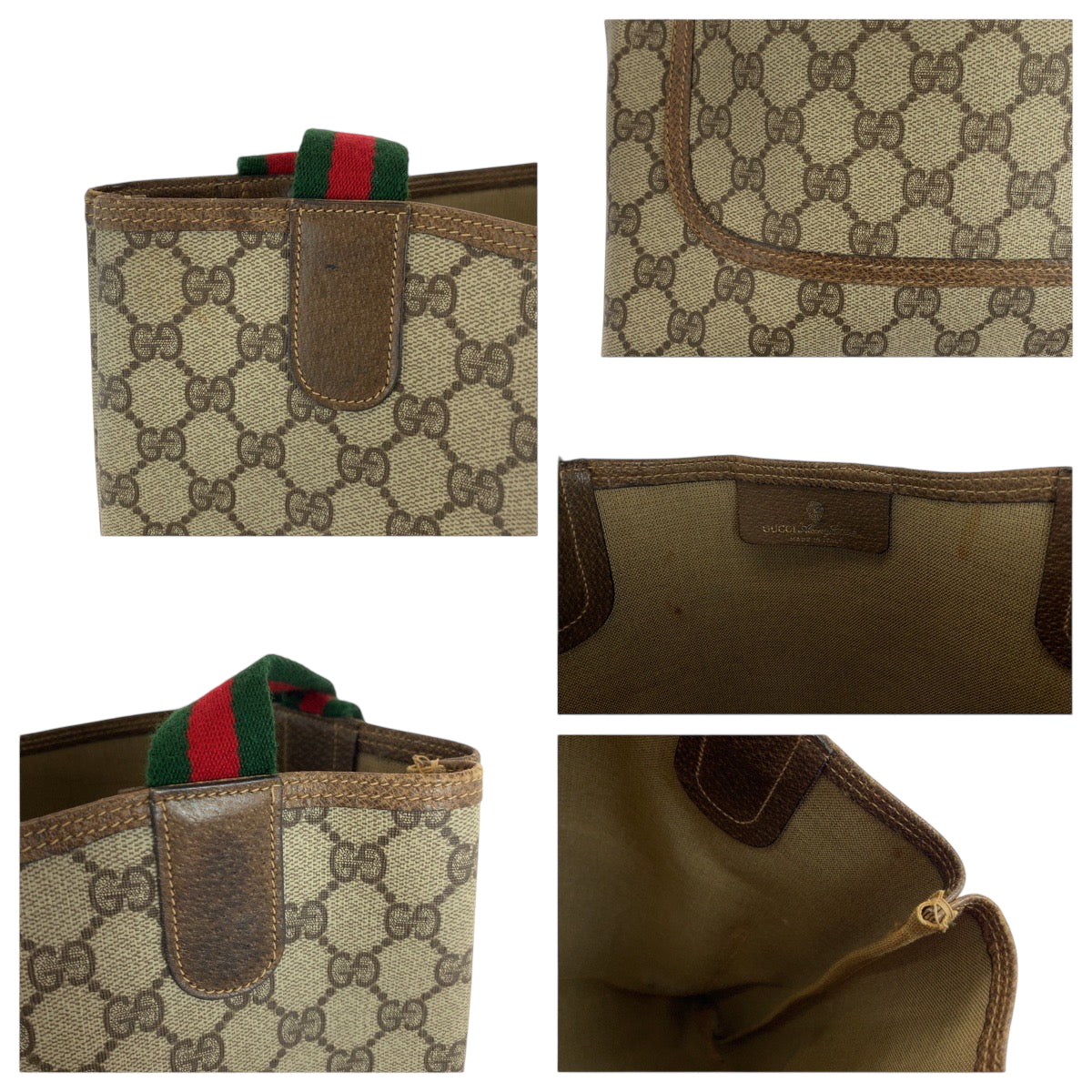 19155
GUCCI グッチ ヴィンテージ オールドグッチ シェリーライン ベージュ ブラウン ゴールド金具 GGスプリームキャンバス 39 02 003 トートバッグ ショルダーバッグ  レディース ABP27