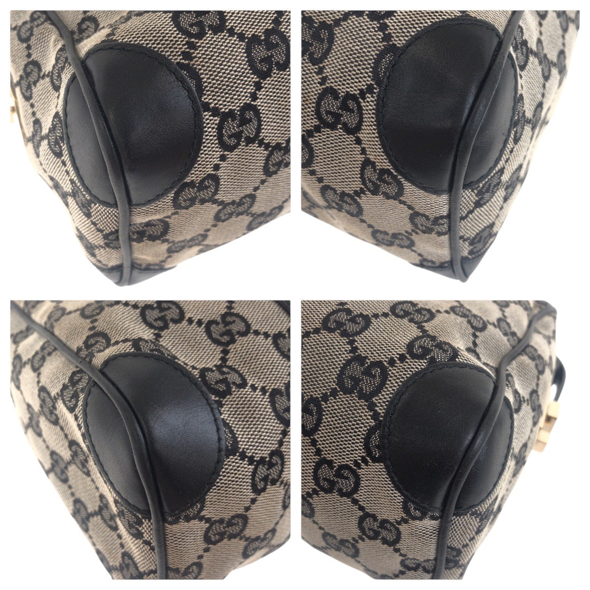 19156
GUCCI グッチ ブラック 黒 グレー ゴールド金具 GGキャンバス / レザー 000 0851 ハンドバッグ ミニボストンバッグ レディース AB38