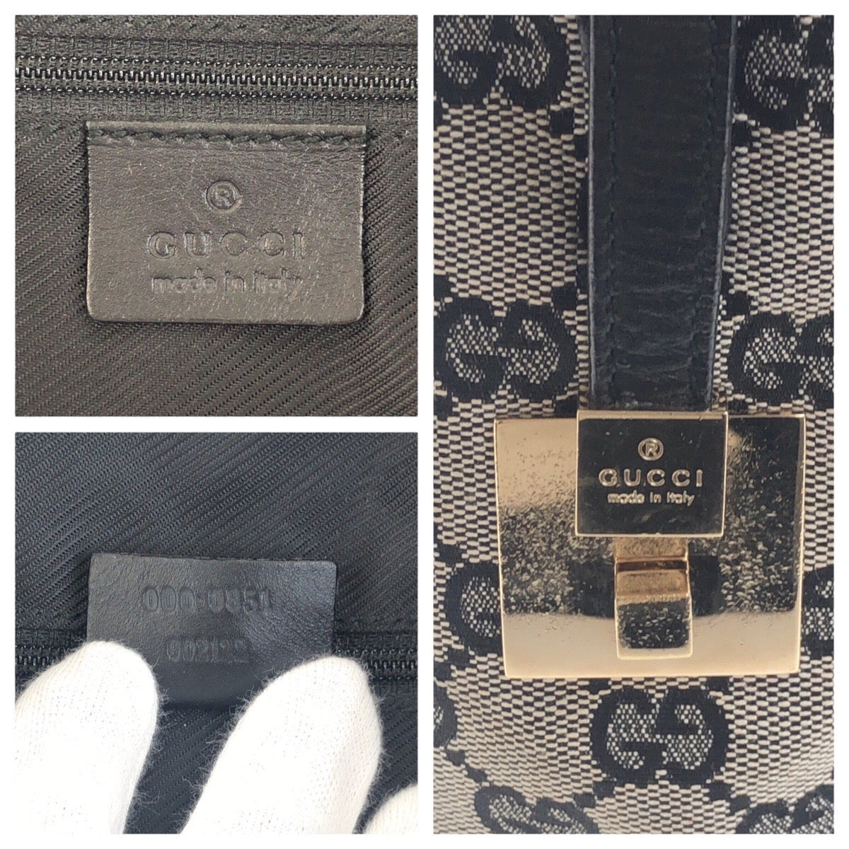 19156
GUCCI グッチ ブラック 黒 グレー ゴールド金具 GGキャンバス / レザー 000 0851 ハンドバッグ ミニボストンバッグ レディース AB38