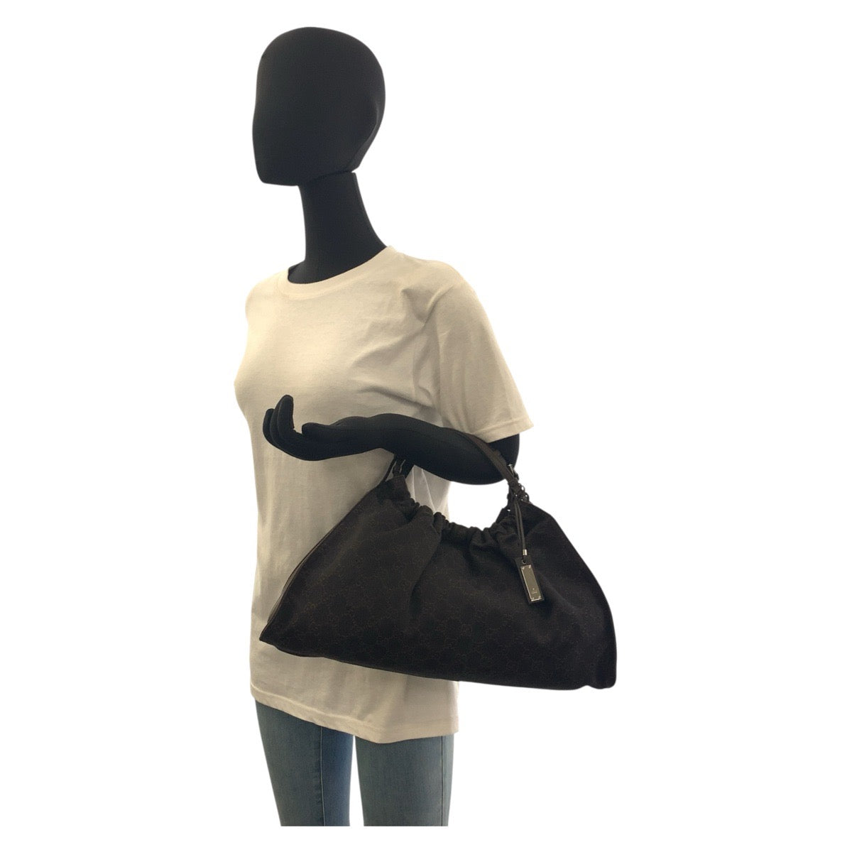 19158
GUCCI グッチ ブラウン シルバー金具 GGキャンバス 76554 ハンドバッグ トートバッグ  レディース ABP38