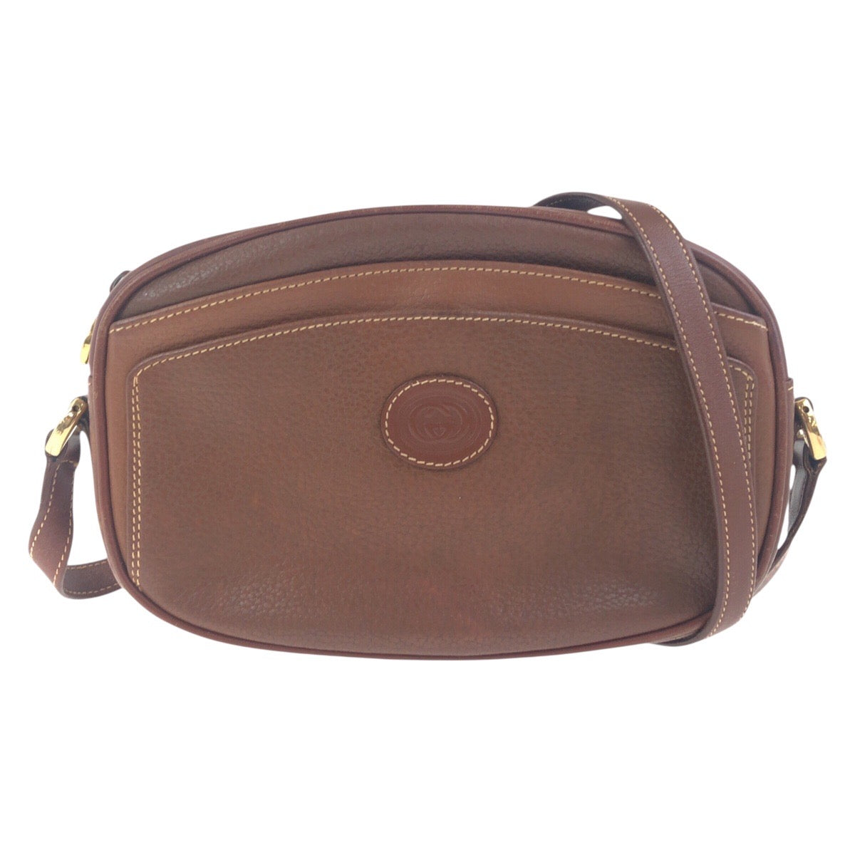 19159
GUCCI グッチ ヴィンテージ オールドグッチ ブラウン ゴールド金具 レザー 007 113 0155 ショルダーバッグ  レディース AB41