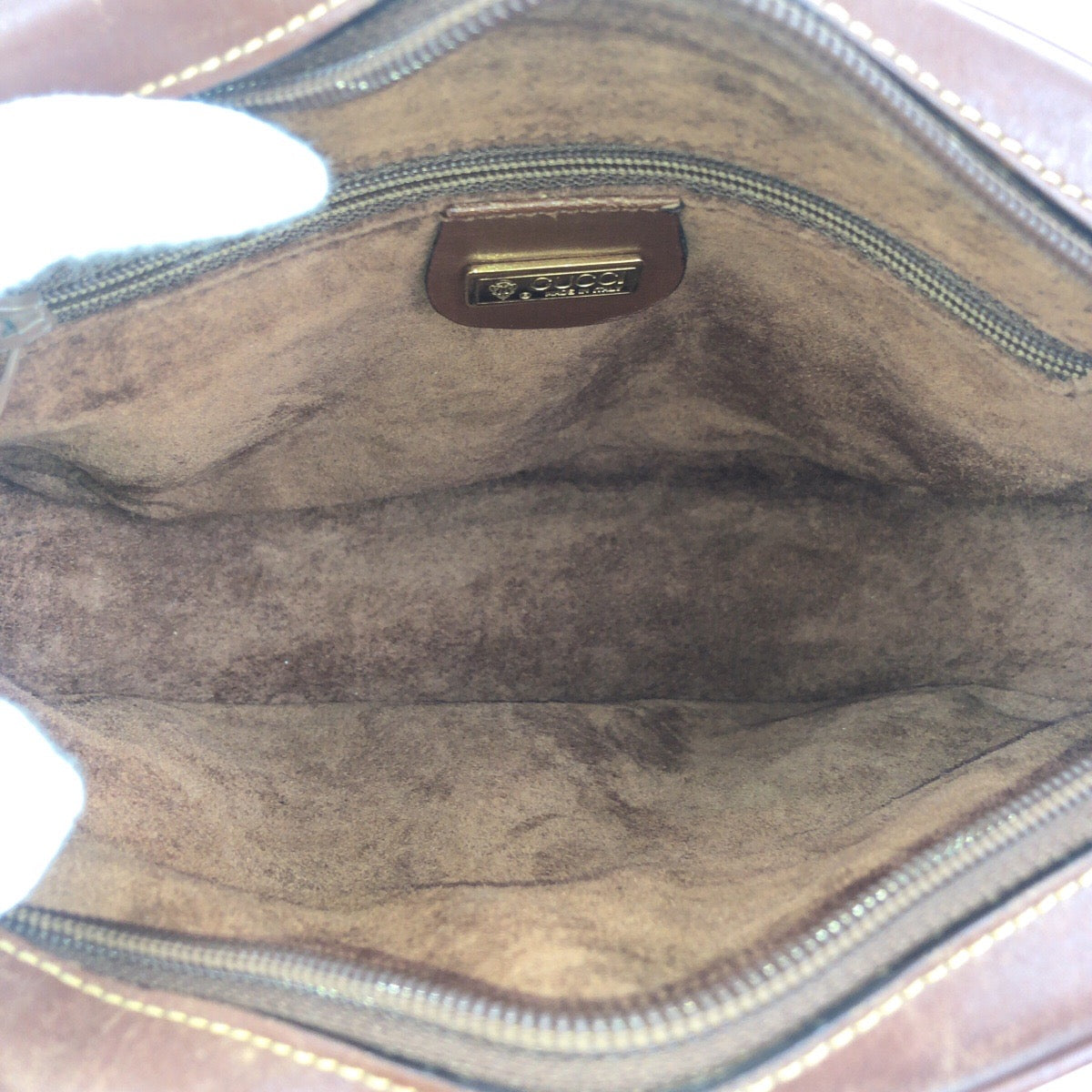 19159
GUCCI グッチ ヴィンテージ オールドグッチ ブラウン ゴールド金具 レザー 007 113 0155 ショルダーバッグ  レディース AB41