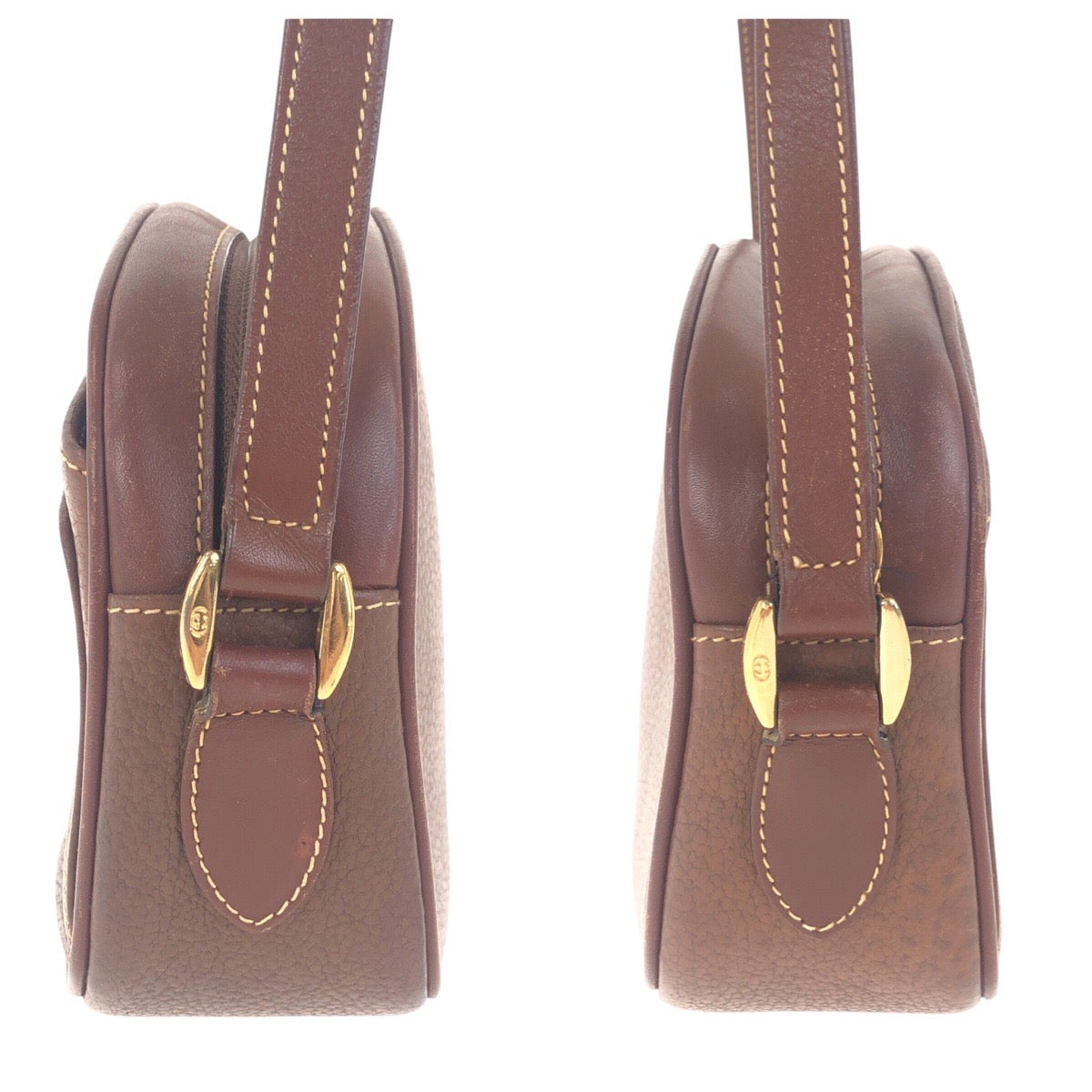19159
GUCCI グッチ ヴィンテージ オールドグッチ ブラウン ゴールド金具 レザー 007 113 0155 ショルダーバッグ  レディース AB41
