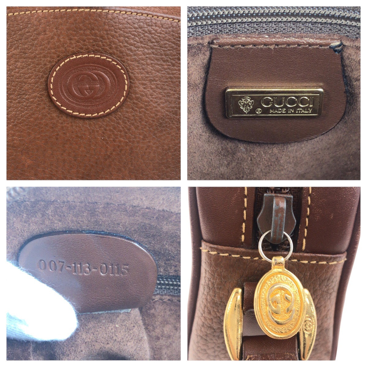 19159
GUCCI グッチ ヴィンテージ オールドグッチ ブラウン ゴールド金具 レザー 007 113 0155 ショルダーバッグ  レディース AB41